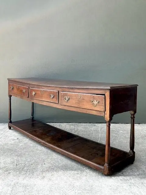 Vintage 18th Century Distressed Plank Console Table