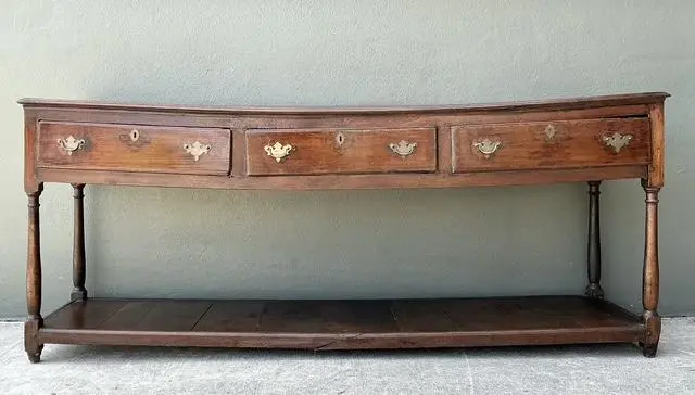 Vintage 18th Century Distressed Plank Console Table - Detail view