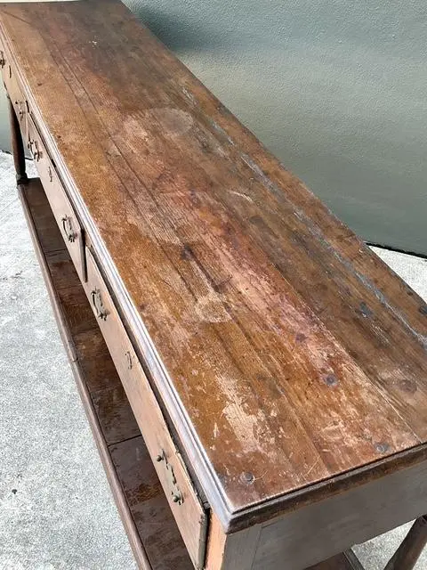 Vintage 18th Century Distressed Plank Console Table - Side view