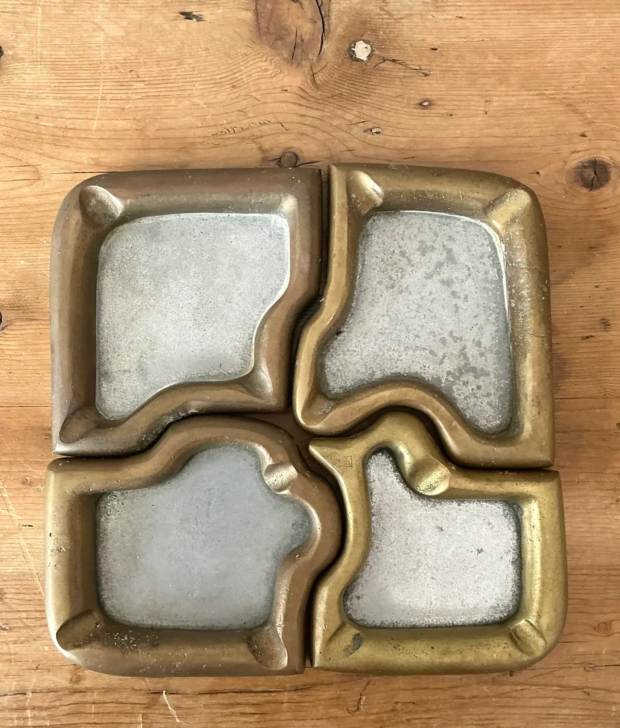 Vintage 1980s David Marshall Puzzle Ashtray Set - Side view