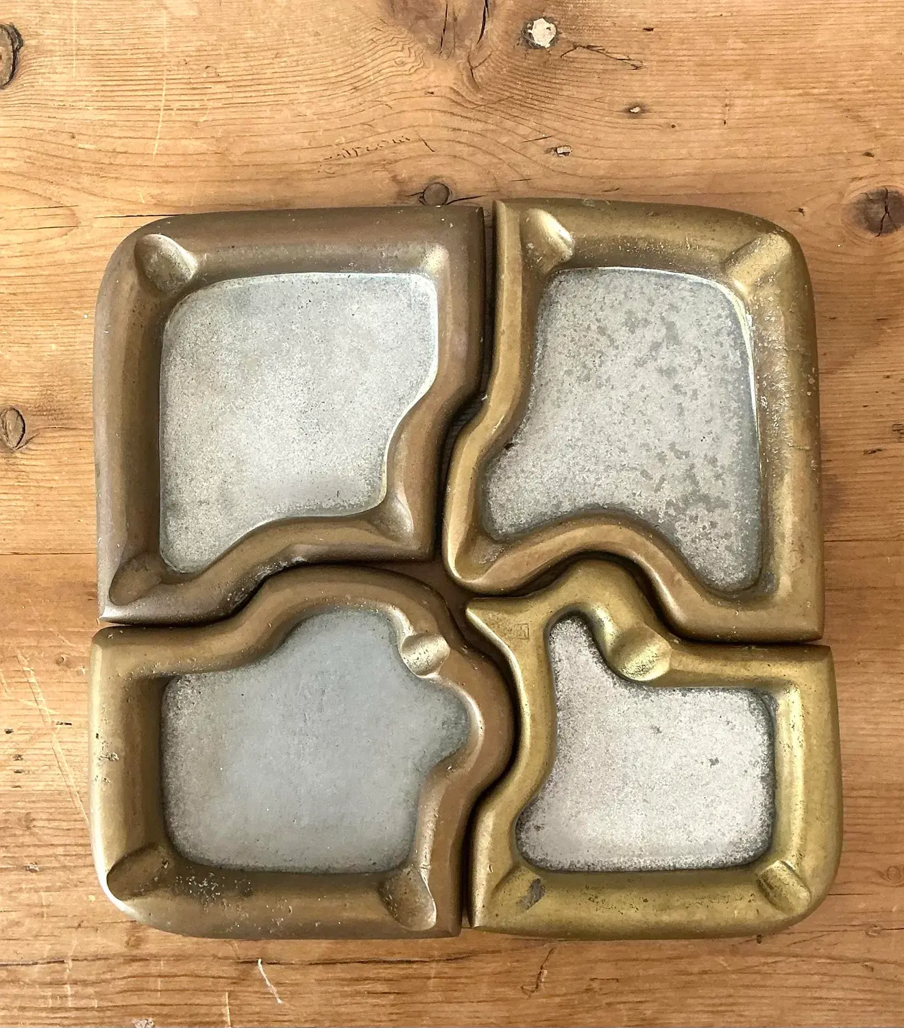 Vintage 1980s David Marshall Puzzle Ashtray Set - Back view