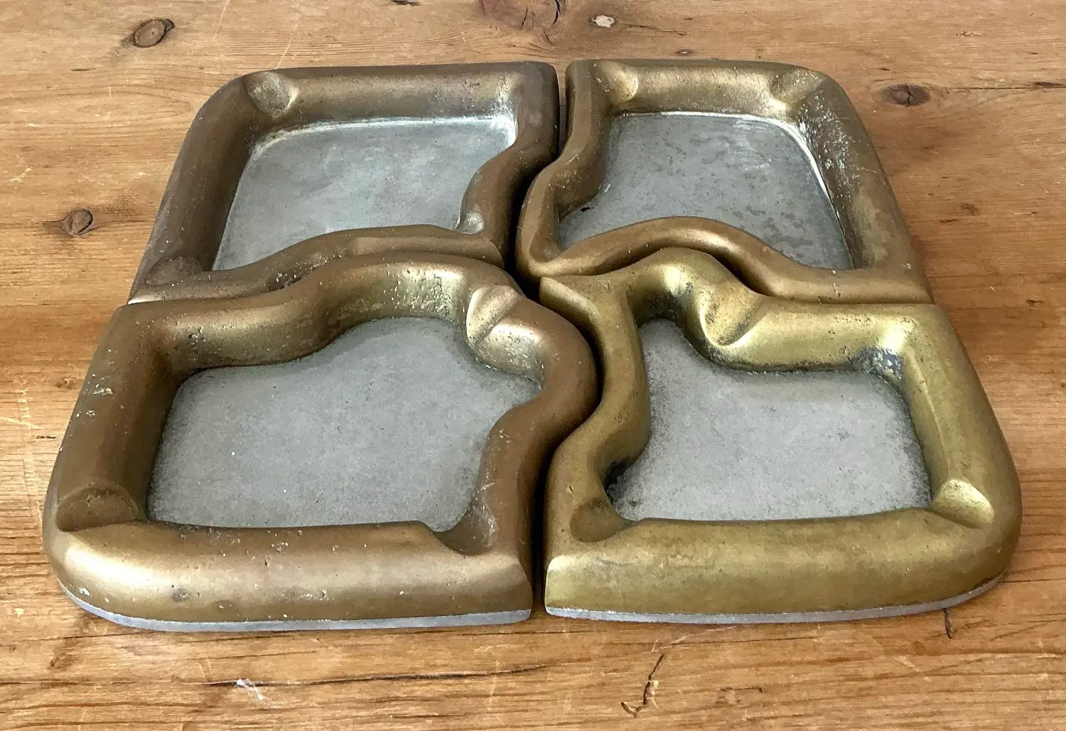 Vintage 1980s David Marshall Puzzle Ashtray Set - Top view