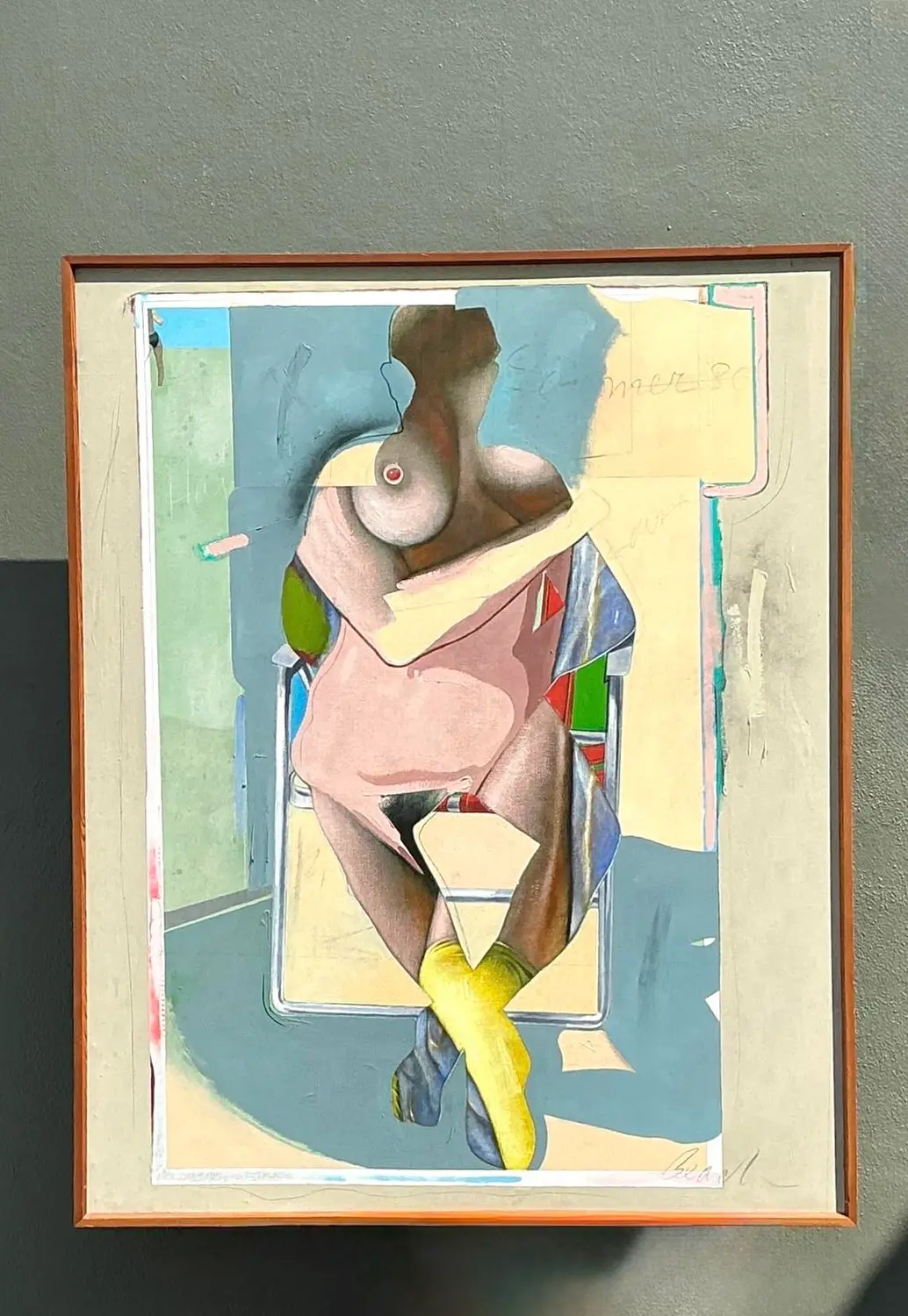 Vintage 1980s Monumental Abstract Figurative Soil on Canvas - Detail view