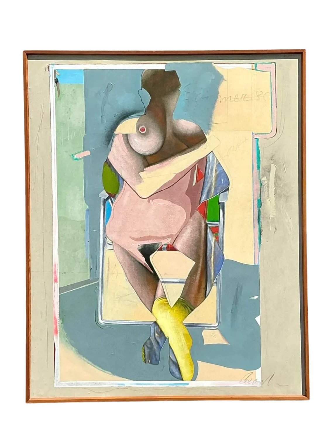 Vintage 1980s Monumental Abstract Figurative Soil on Canvas