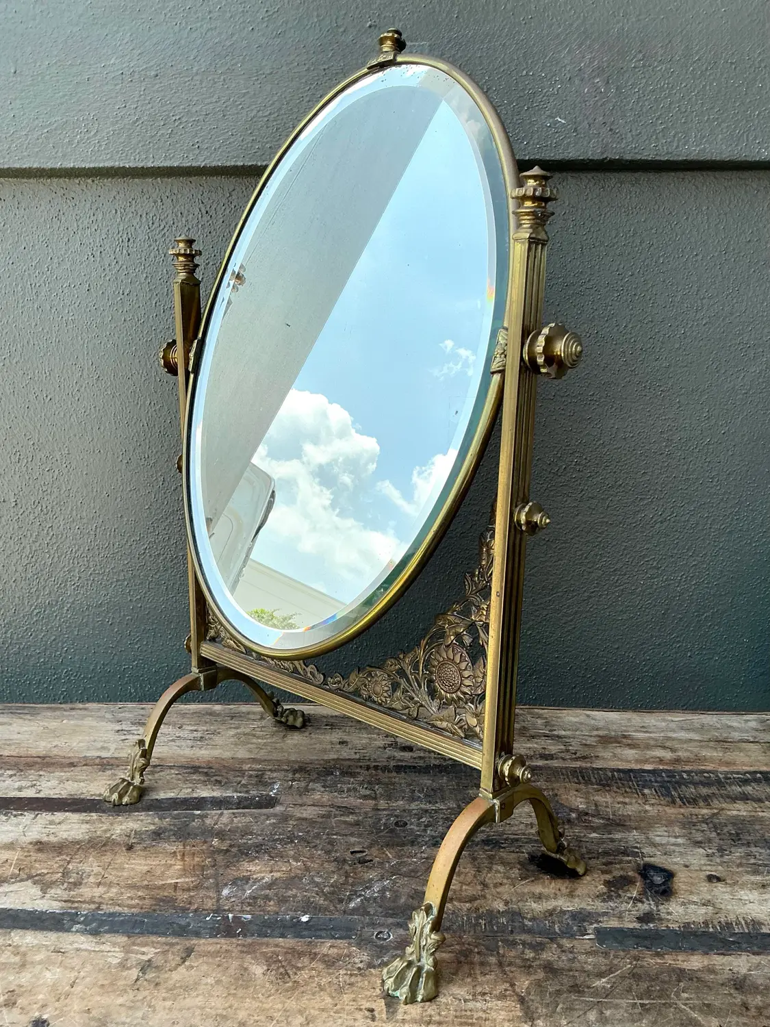 Vintage 19th Century Convent Reliquary Mirror - Side view