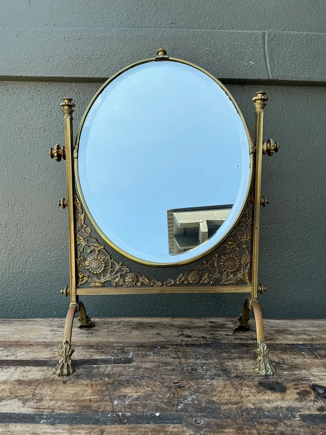 Vintage 19th Century Convent Reliquary Mirror - Back view