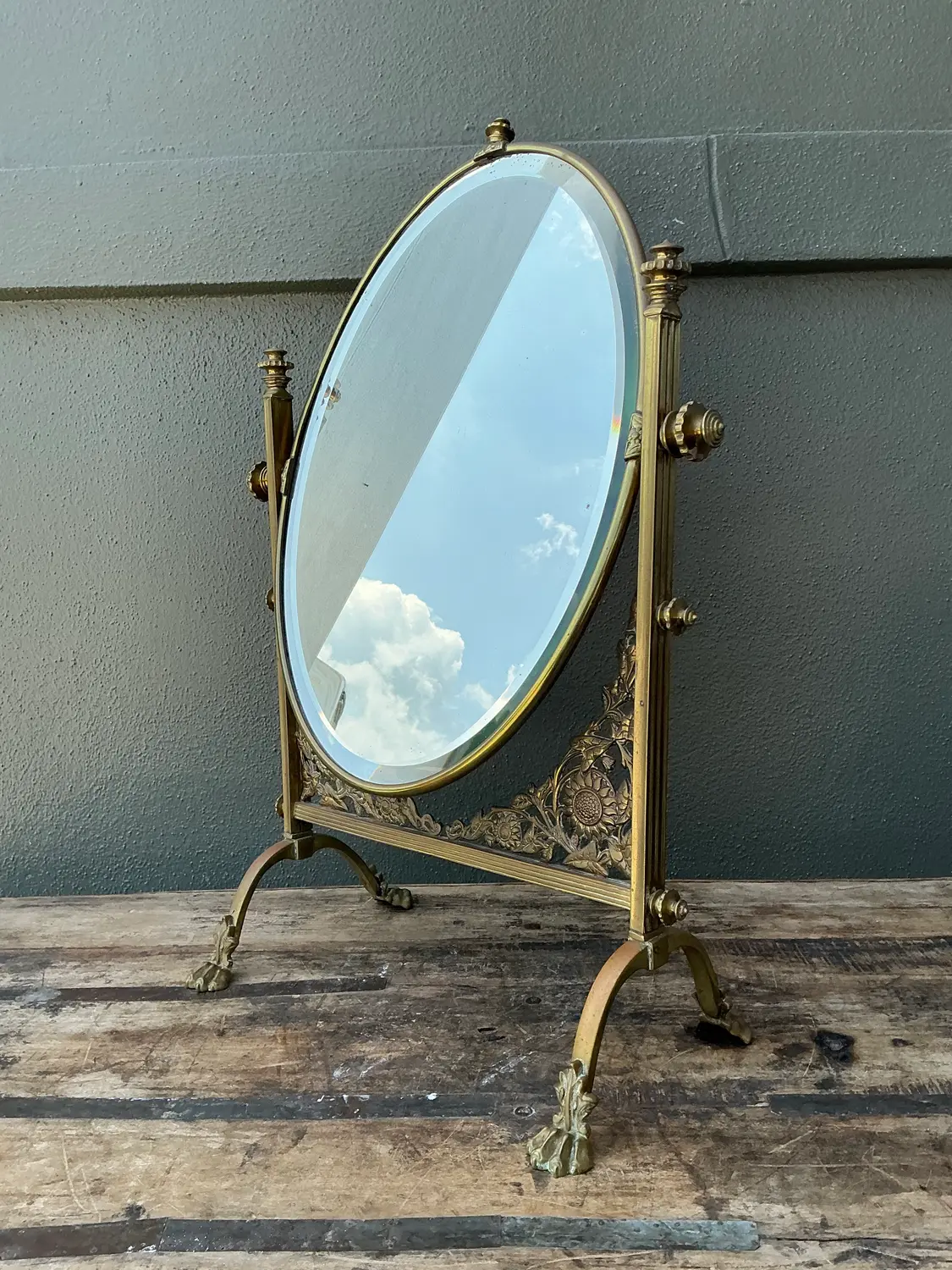 Vintage 19th Century Convent Reliquary Mirror - Top view