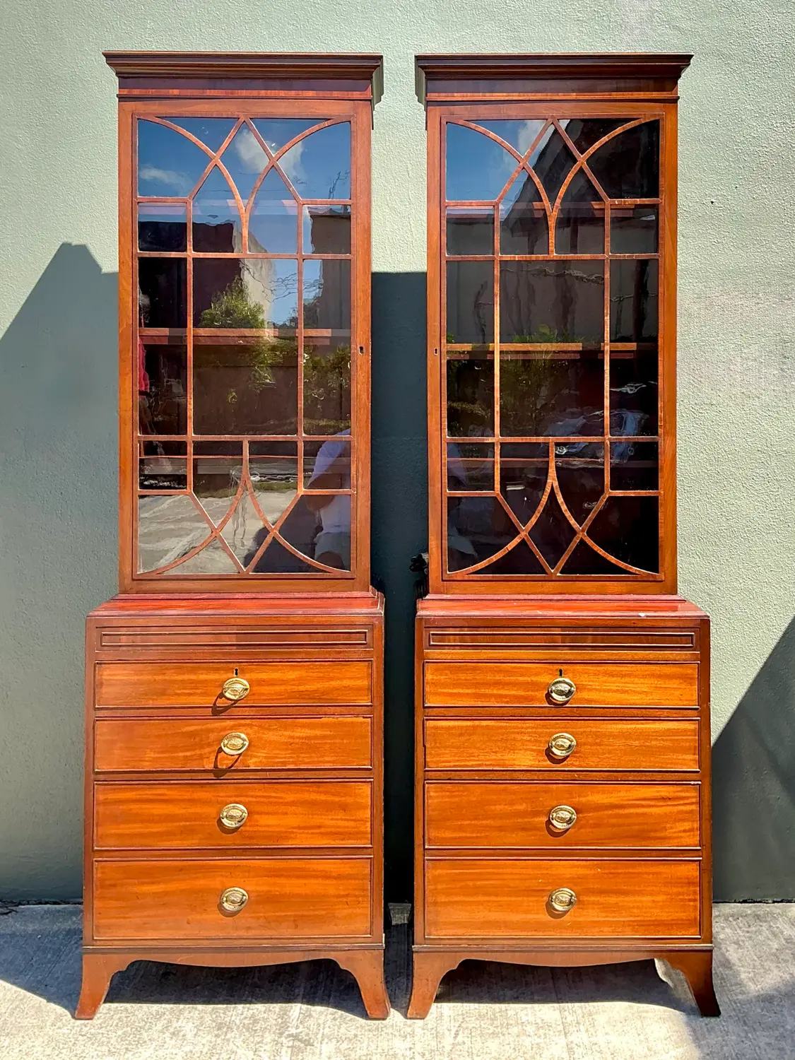 Vintage 19th Century George 111 Diminutive Cabinets - A Pair - Detail view