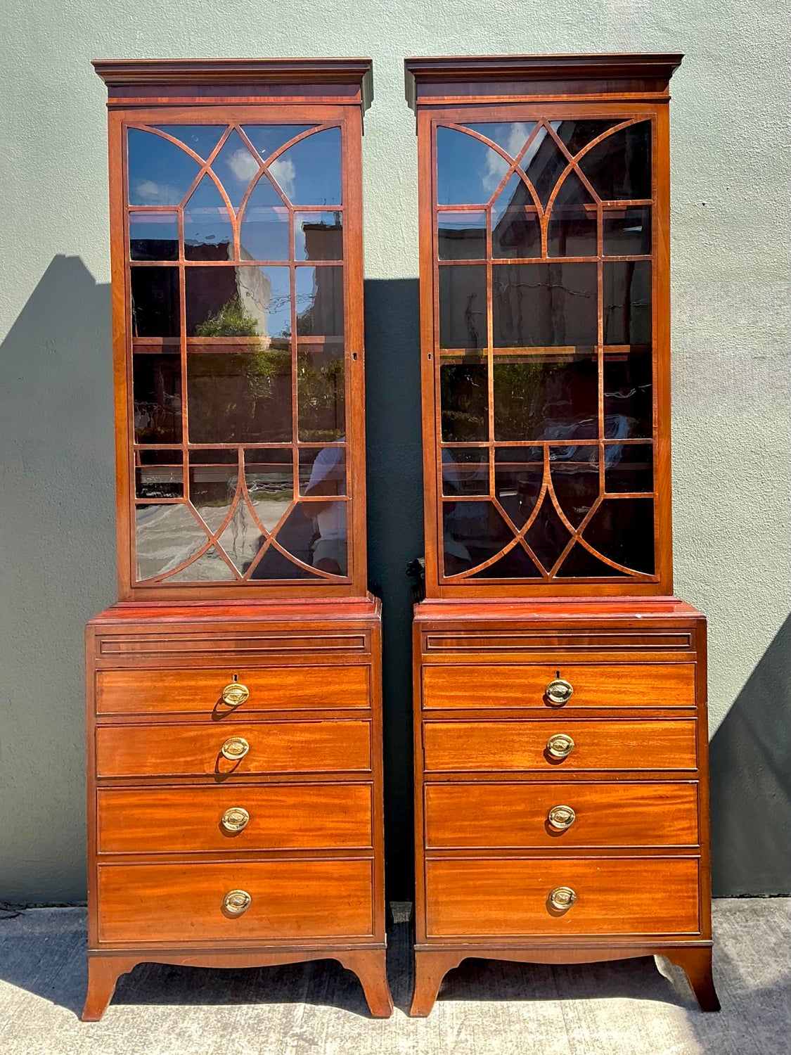 Vintage 19th Century George 111 Diminutive Cabinets - A Pair - Side view