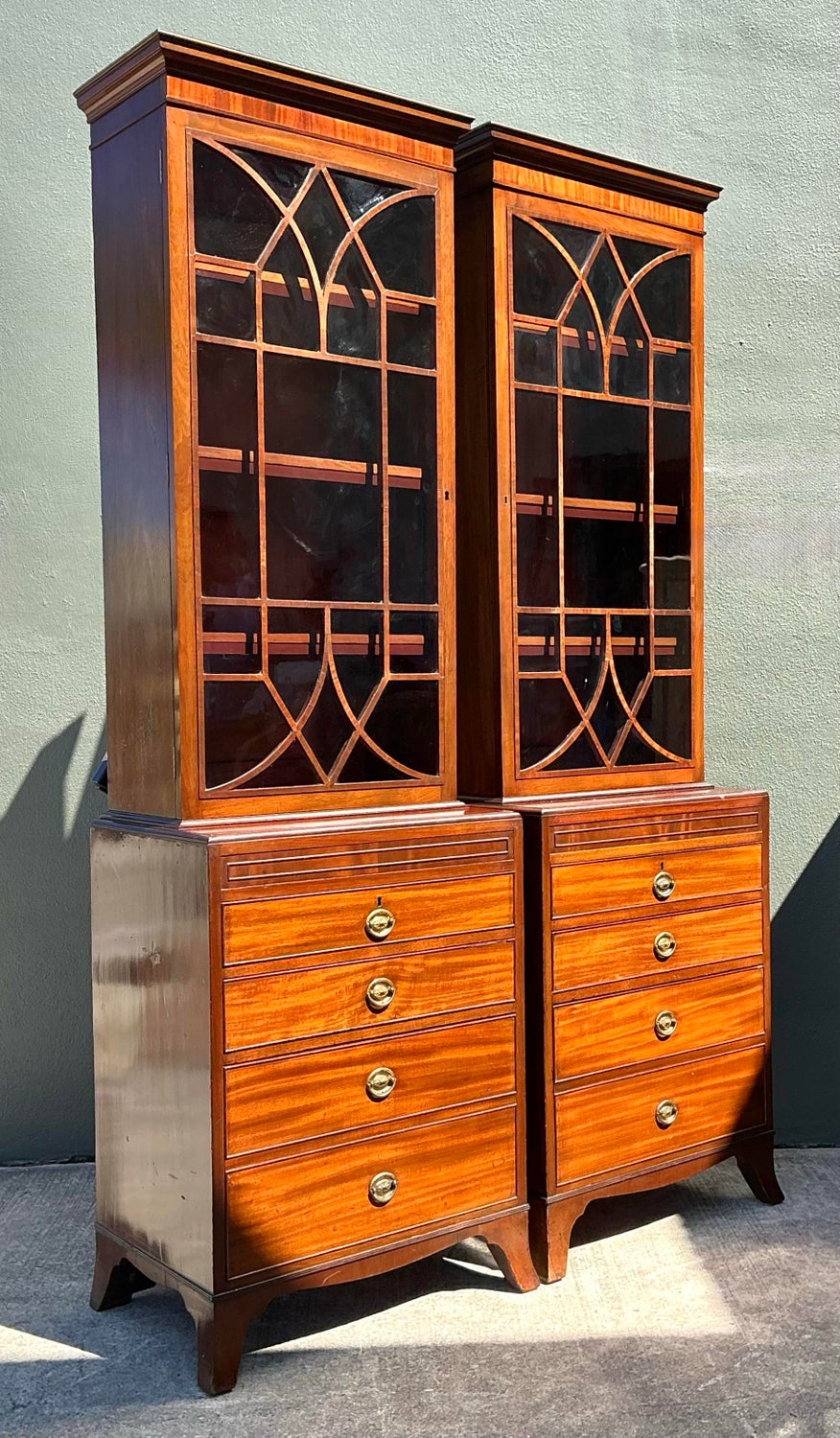 Vintage 19th Century George 111 Diminutive Cabinets - A Pair - Top view