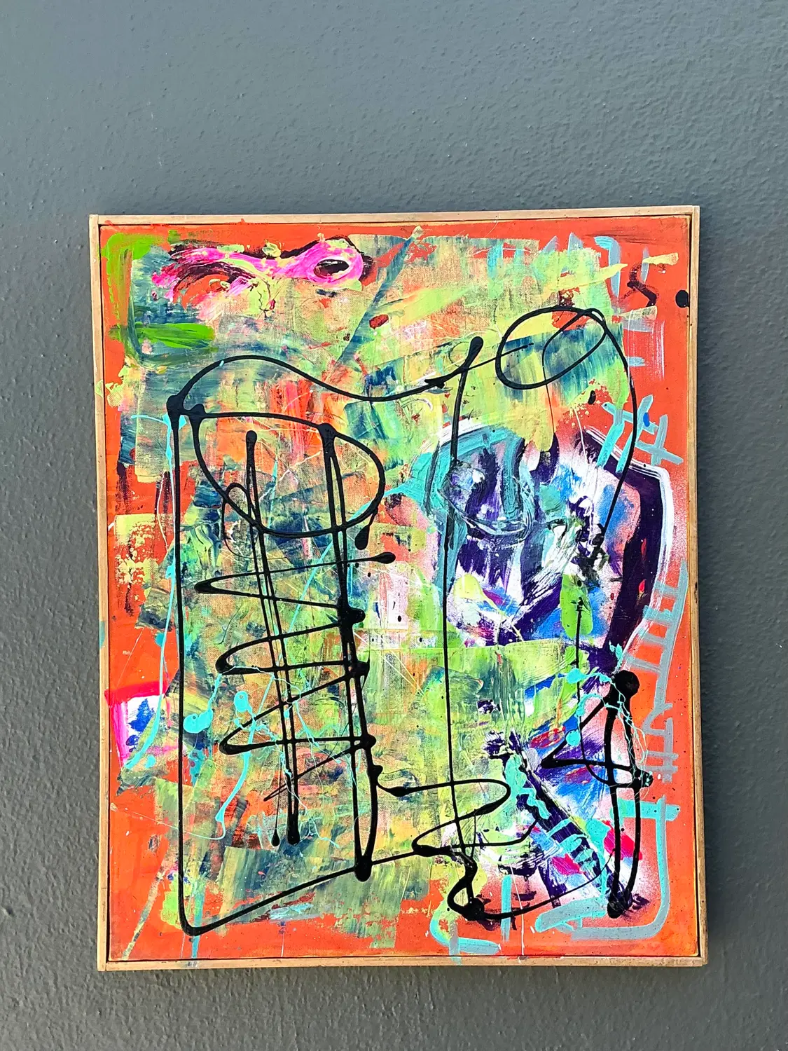 Vintage Aboriginal Abstract Oil on Canvas - Canvas, 24W x 30H - Top view