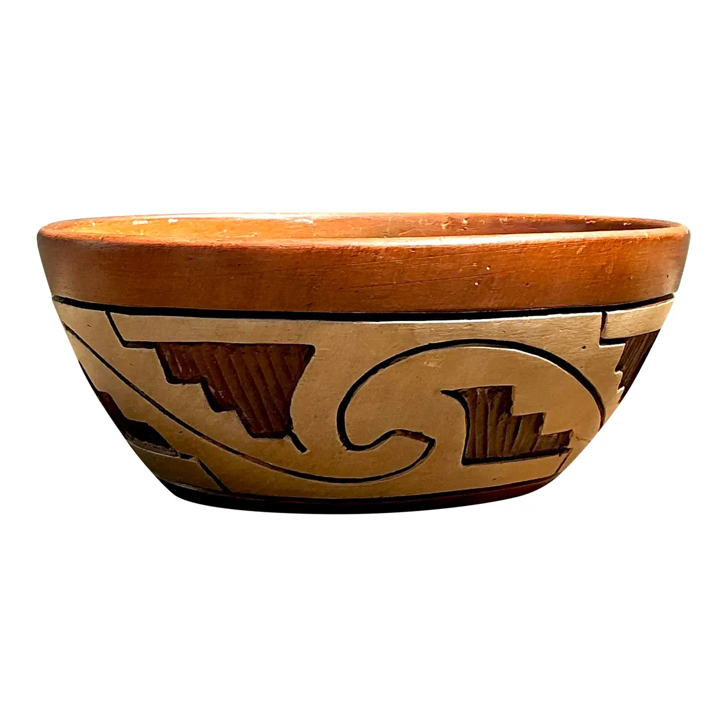 Vintage Abstract Geometric Ceramic Bowl