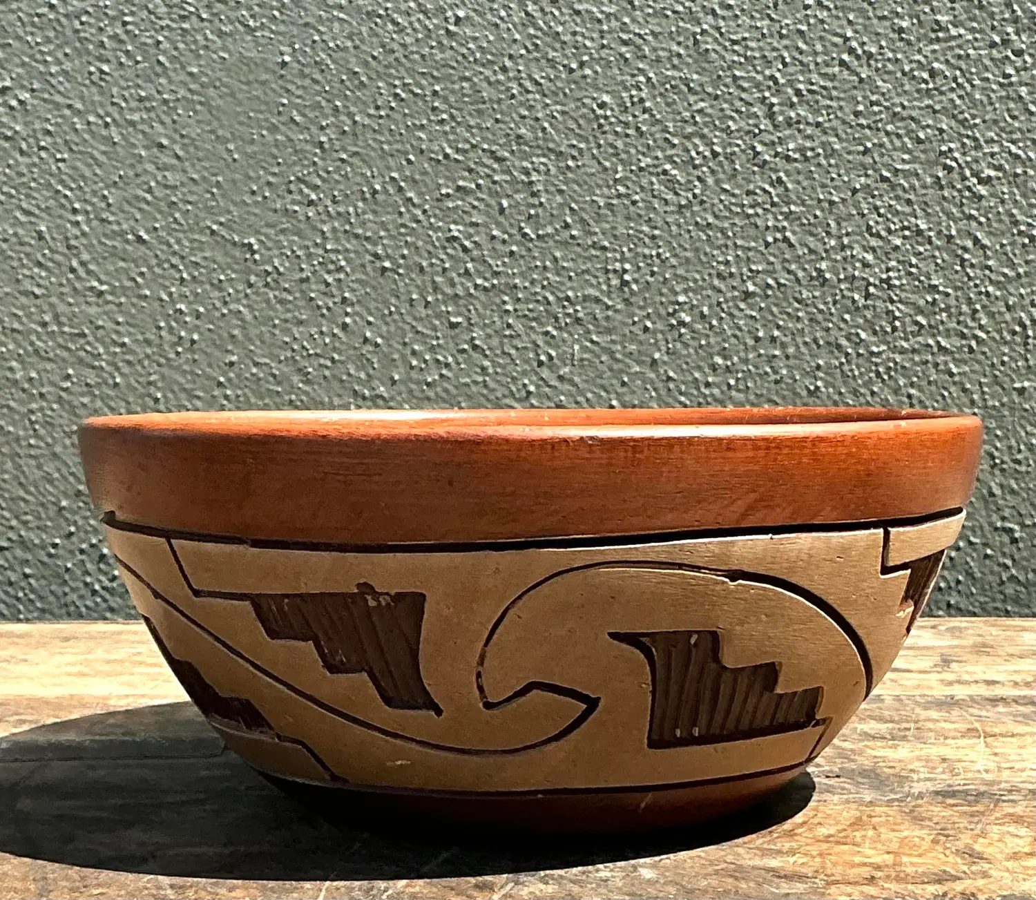 Vintage Abstract Geometric Ceramic Bowl - Detail view