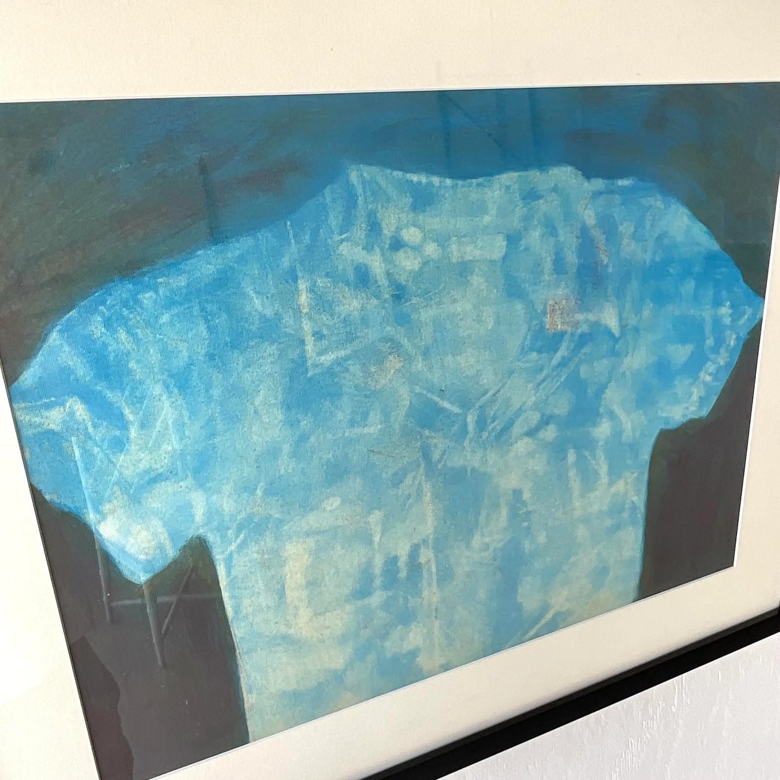 Vintage Abstract Shirt Still Life Original Oil Crayon Painting on Paper - Side view
