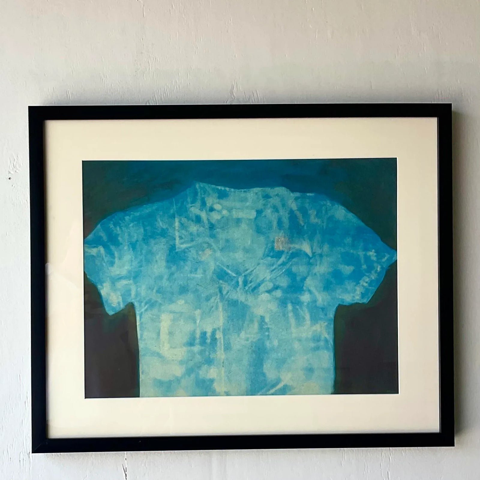 Vintage Abstract Shirt Still Life Original Oil Crayon Painting on Paper - Back view