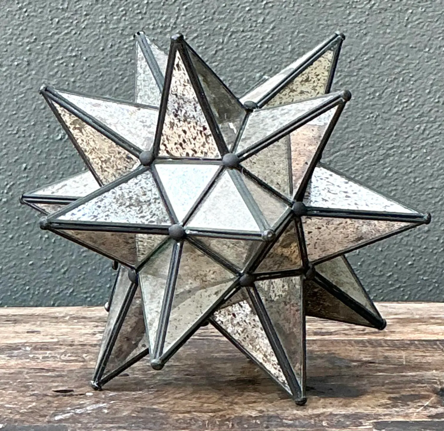 Vintage Antiqued Mirror Star Lamp