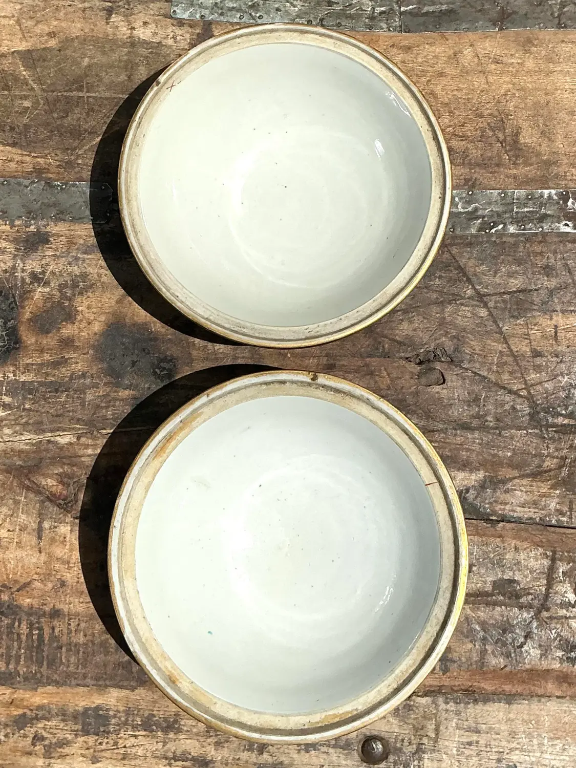 Vintage Asian Glazed Ceramic Bowls - A Pair - Side view