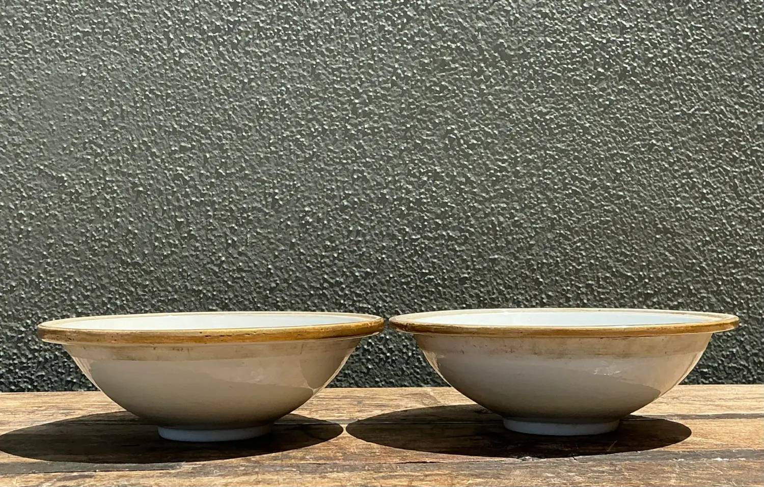 Vintage Asian Glazed Ceramic Bowls - A Pair - Back view