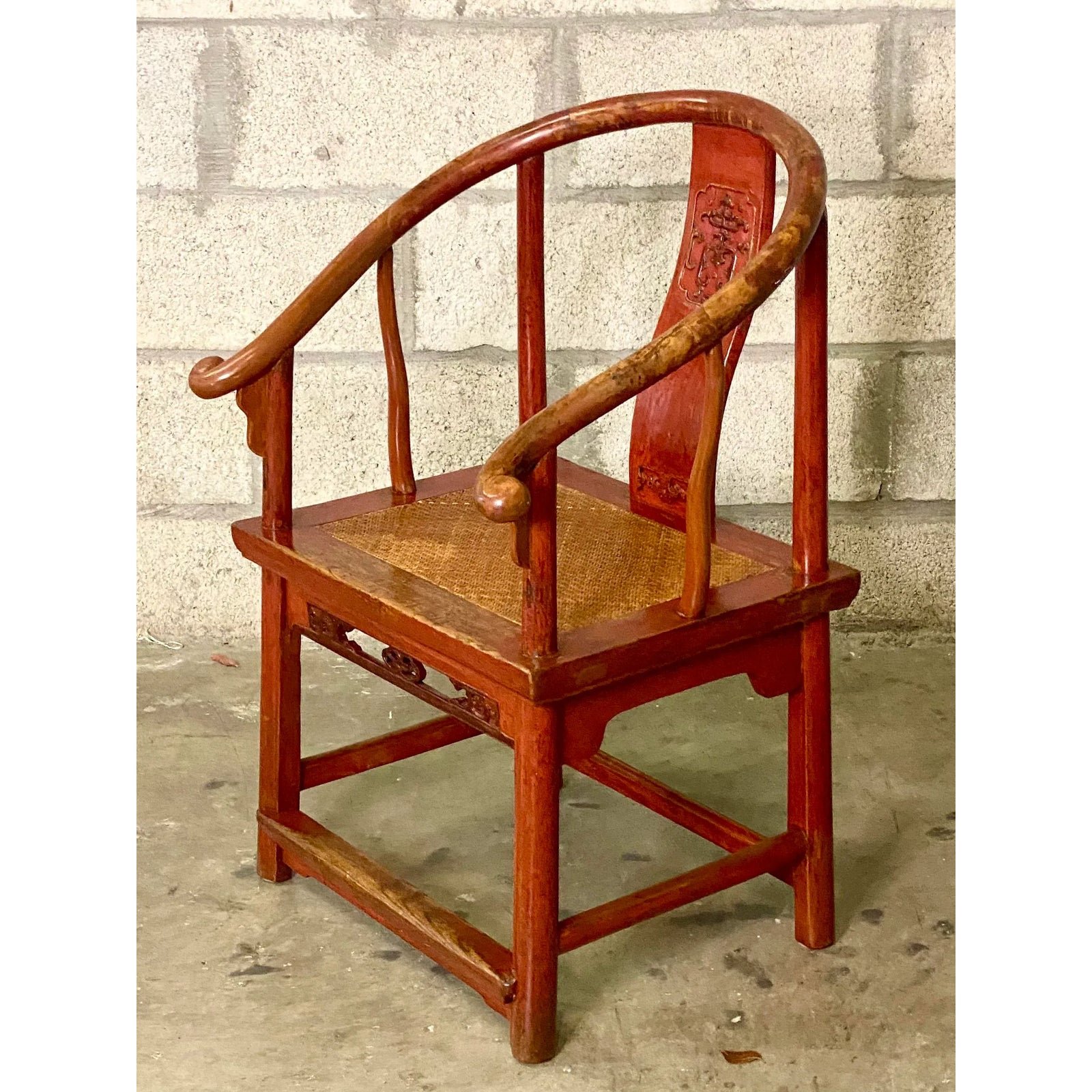 Vintage Asian Lacquered Brides Chair - Top view
