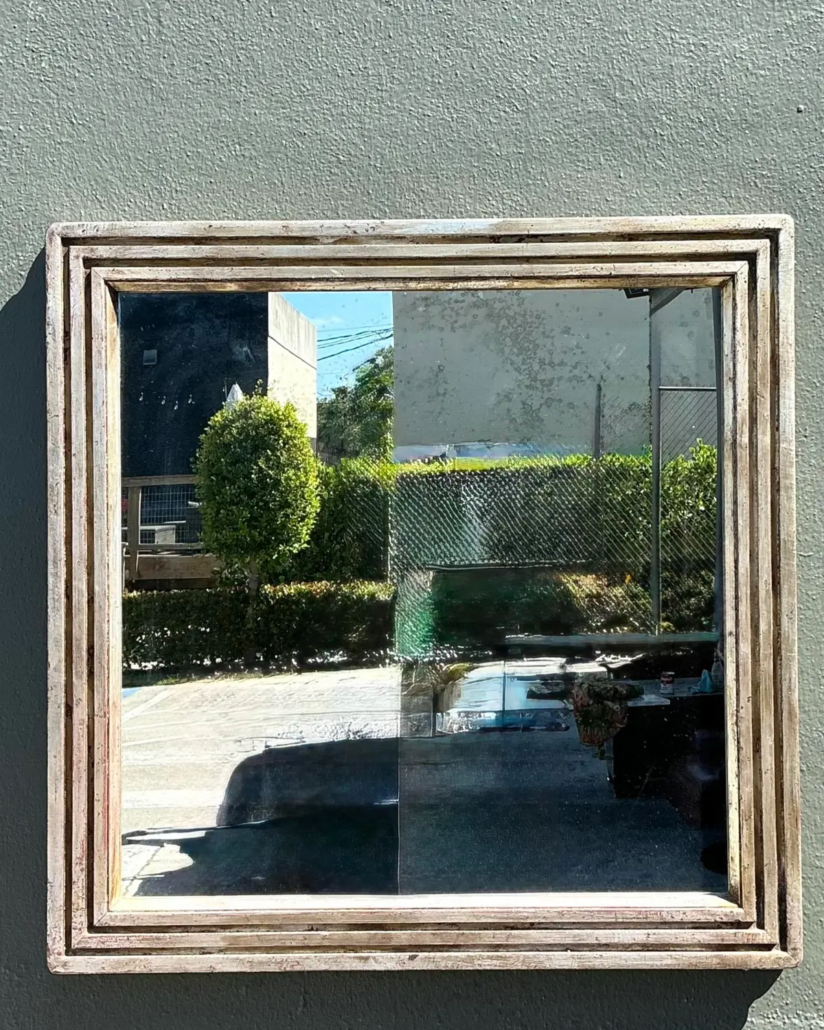 Vintage Baker Milling Road Silver Leaf Mirror - Detail view