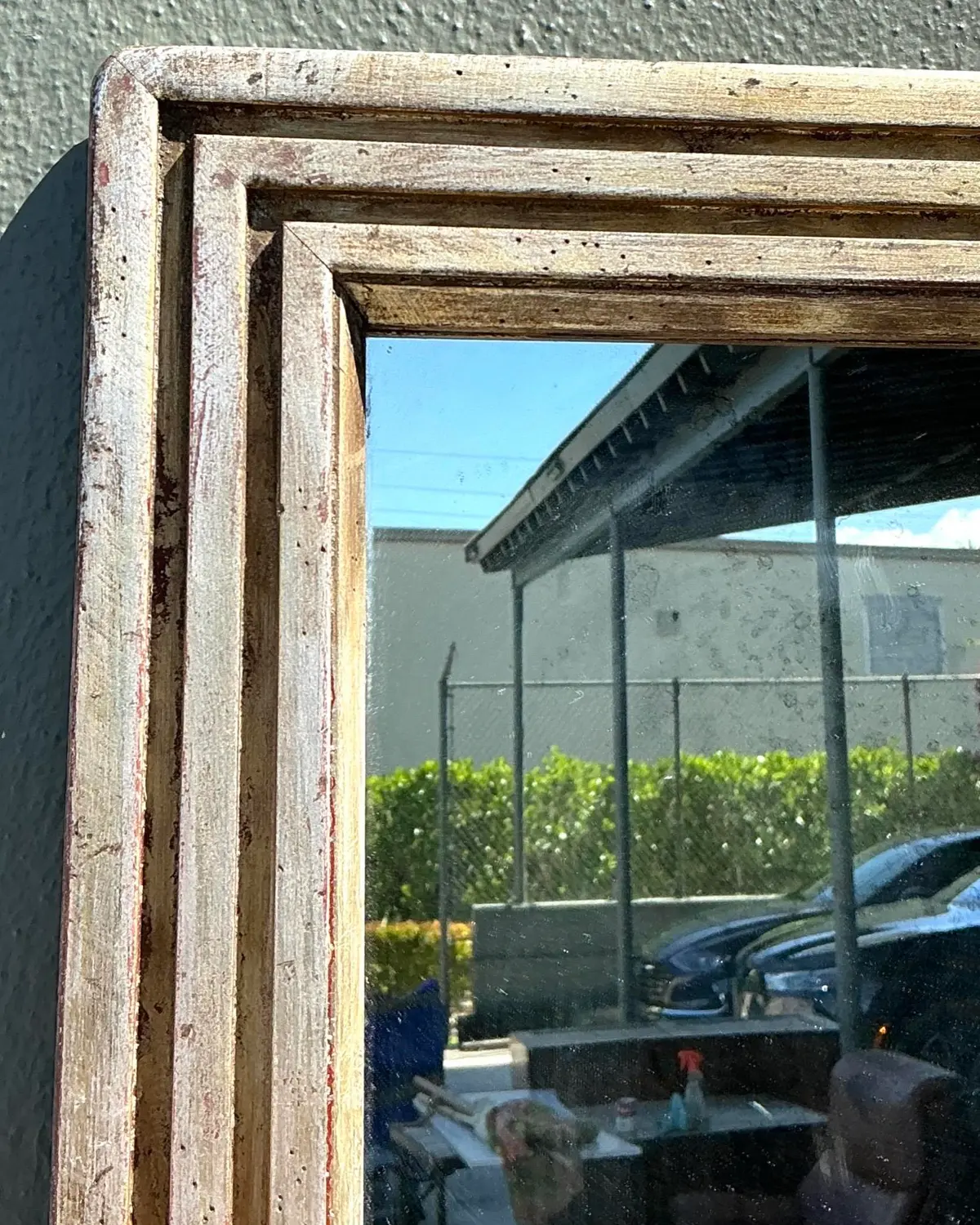 Vintage Baker Milling Road Silver Leaf Mirror - Top view