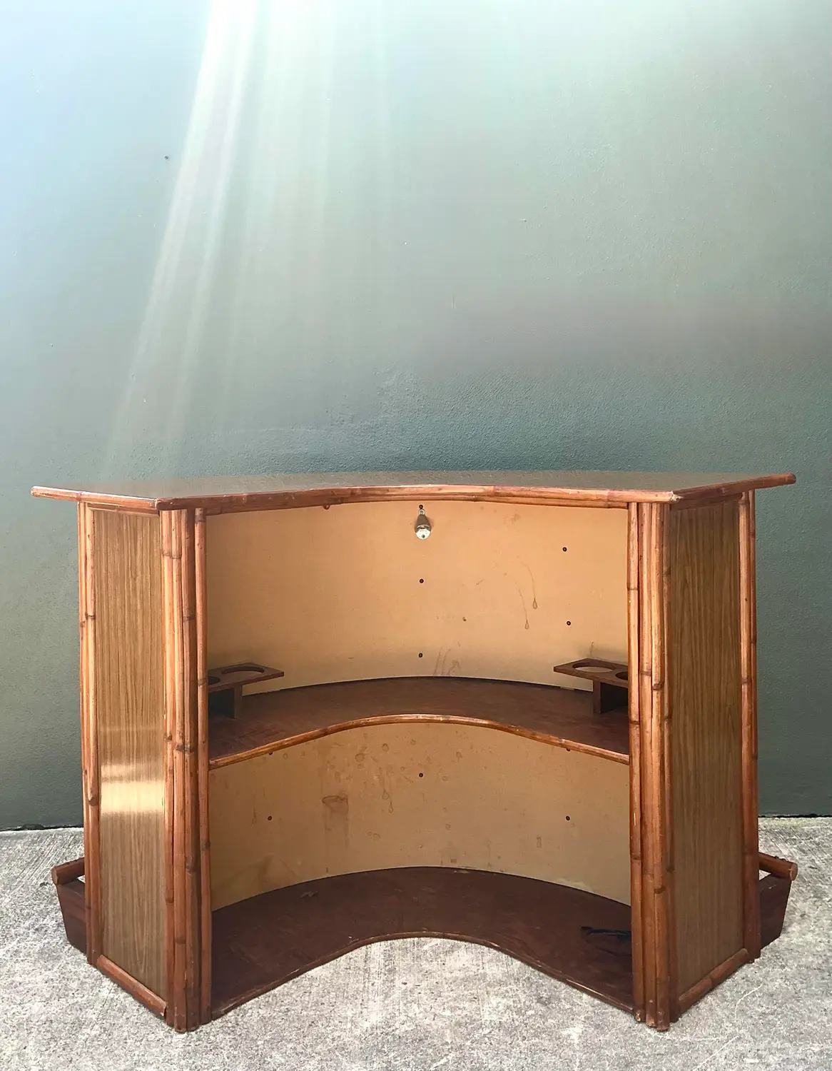 Vintage Bent Rattan Boomerang Dry Bar - Side view