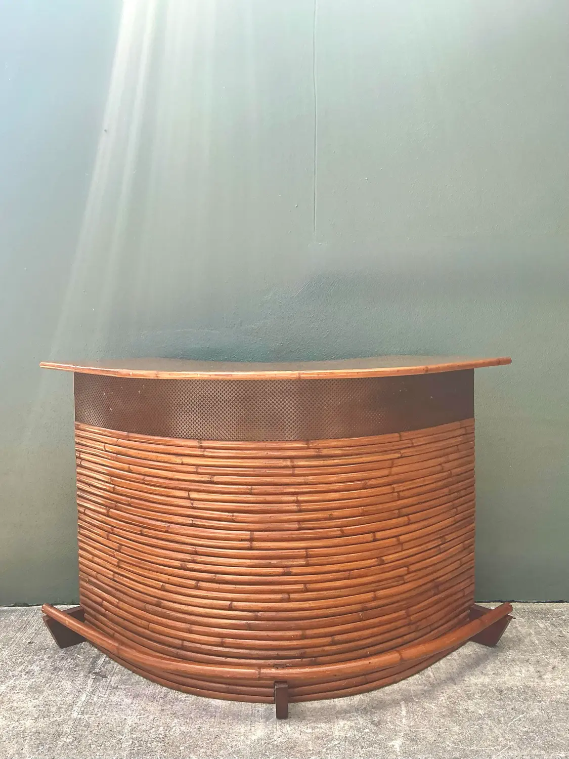 Vintage Bent Rattan Boomerang Dry Bar - Back view
