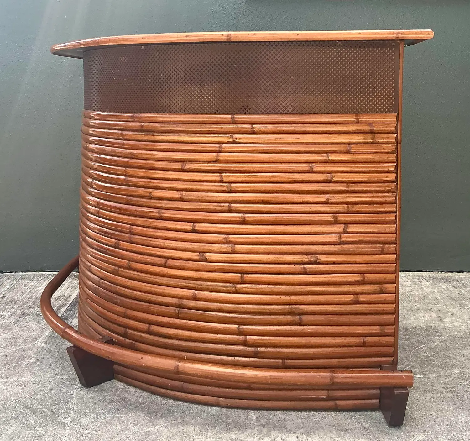 Vintage Bent Rattan Boomerang Dry Bar - Top view
