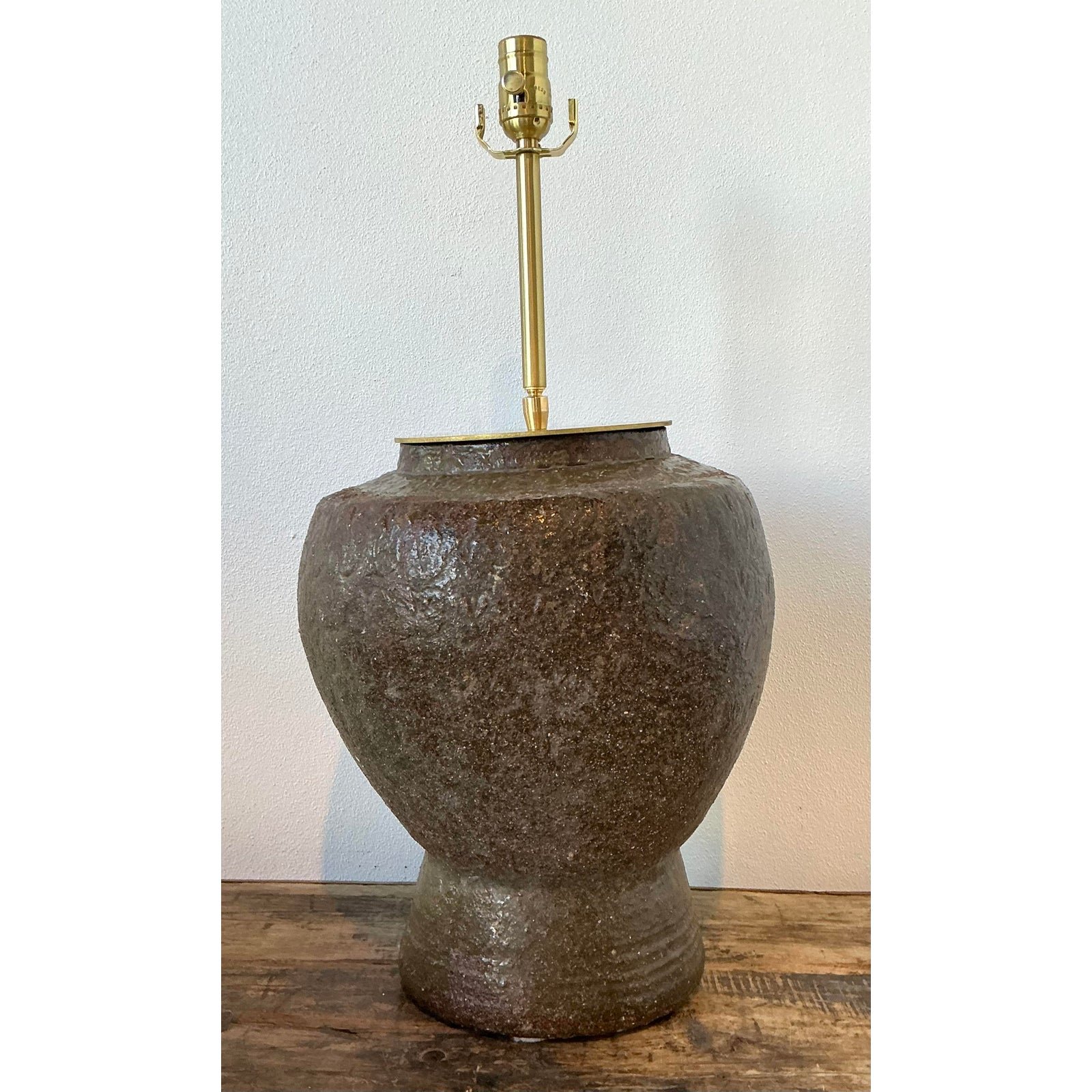 Vintage Biomorphic Glazed Terracotta Lamp - Side view