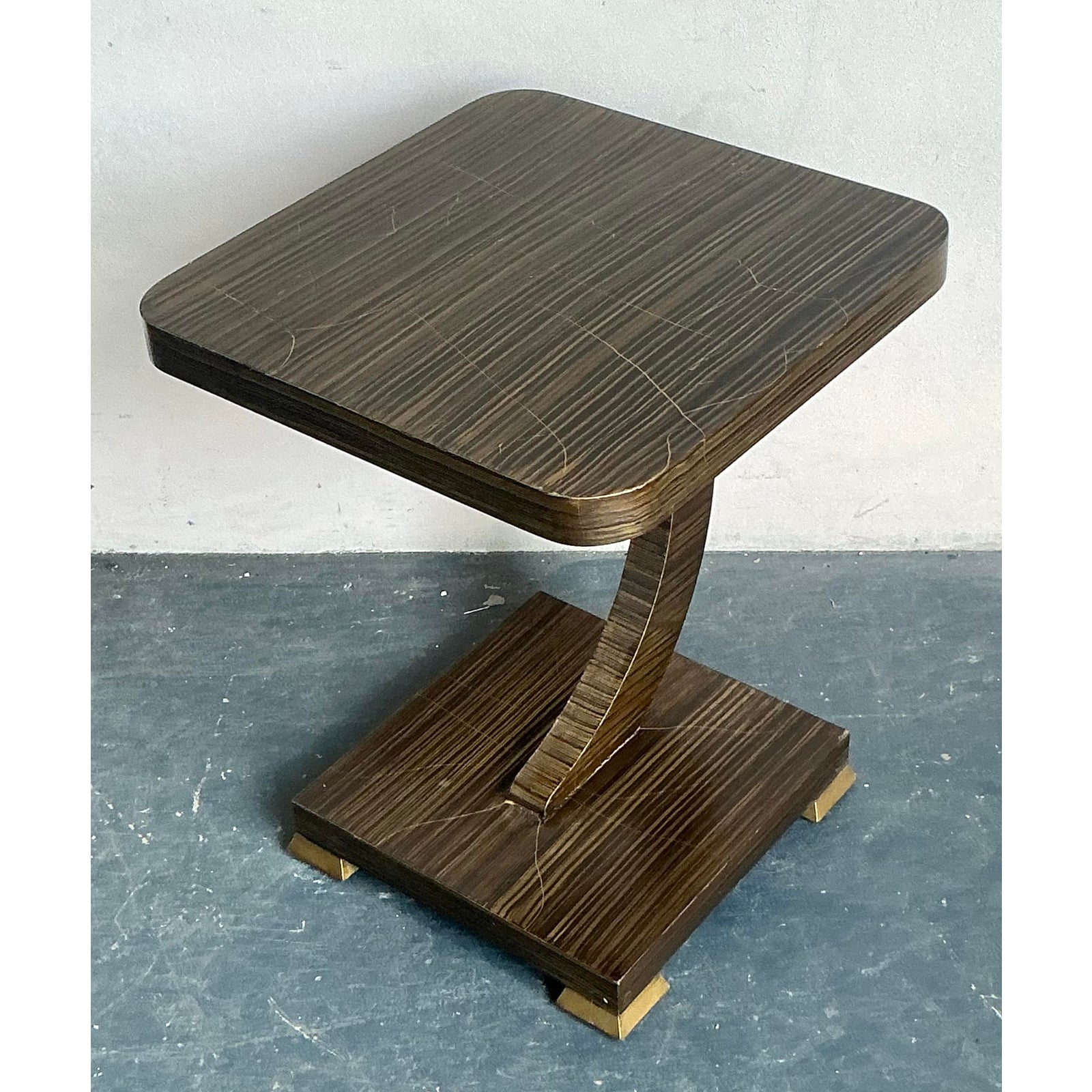 Vintage Boho Amy Howard Gilt Tipped Side Table - Side view