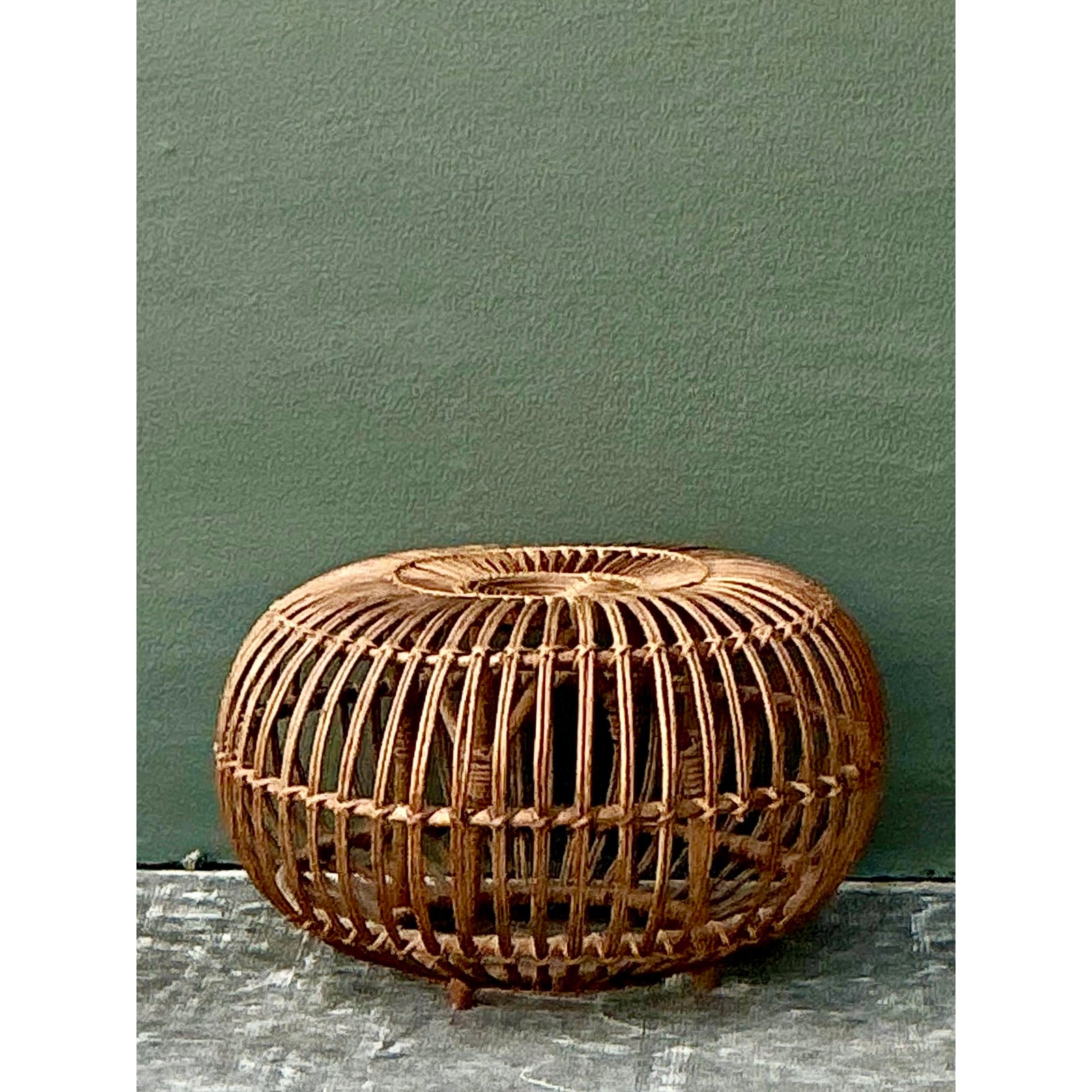 Vintage Boho Bent Rattan Low Table After Albini - Back view