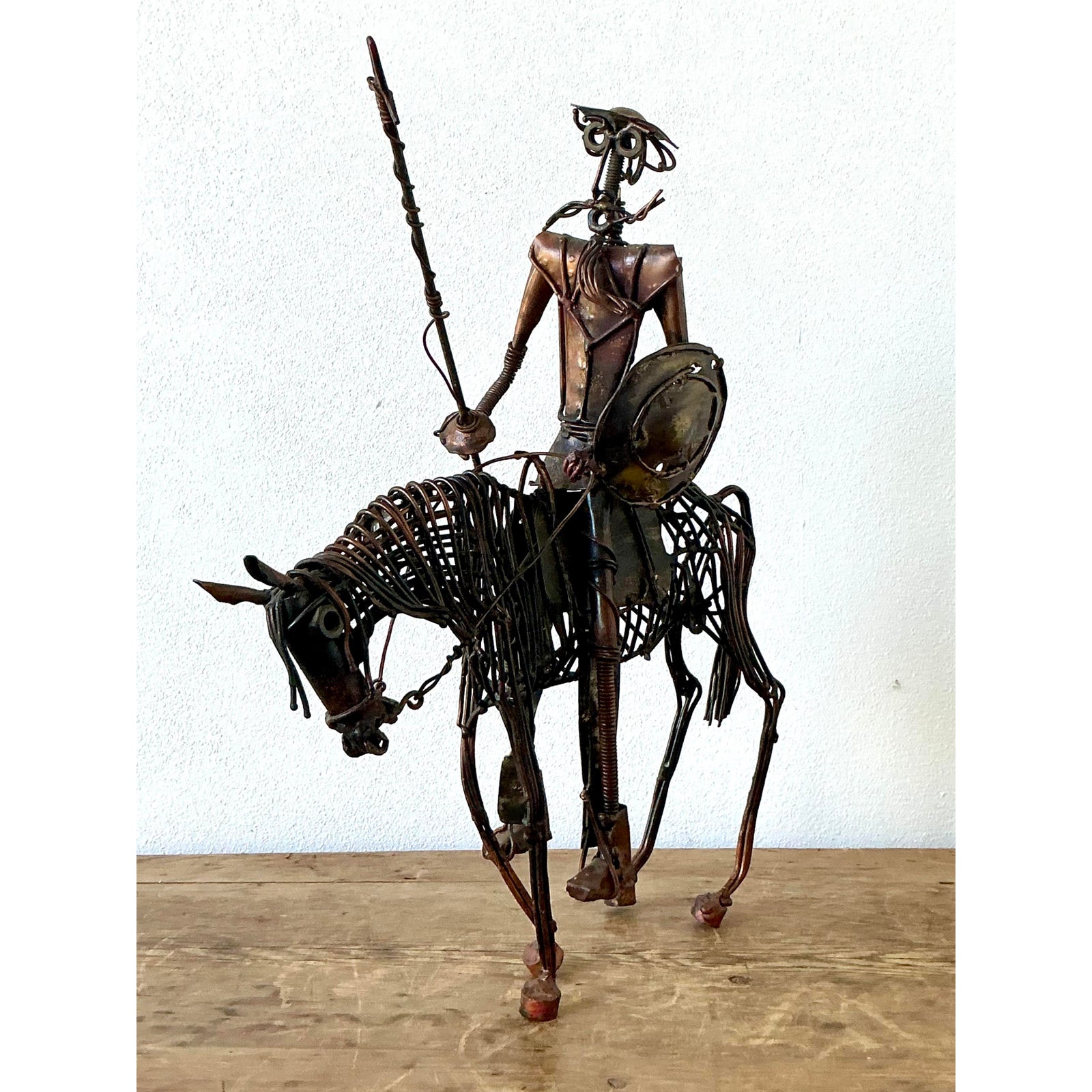 Vintage Boho Brutalist Sculpture of Don Quixote De La Mancha - Top view