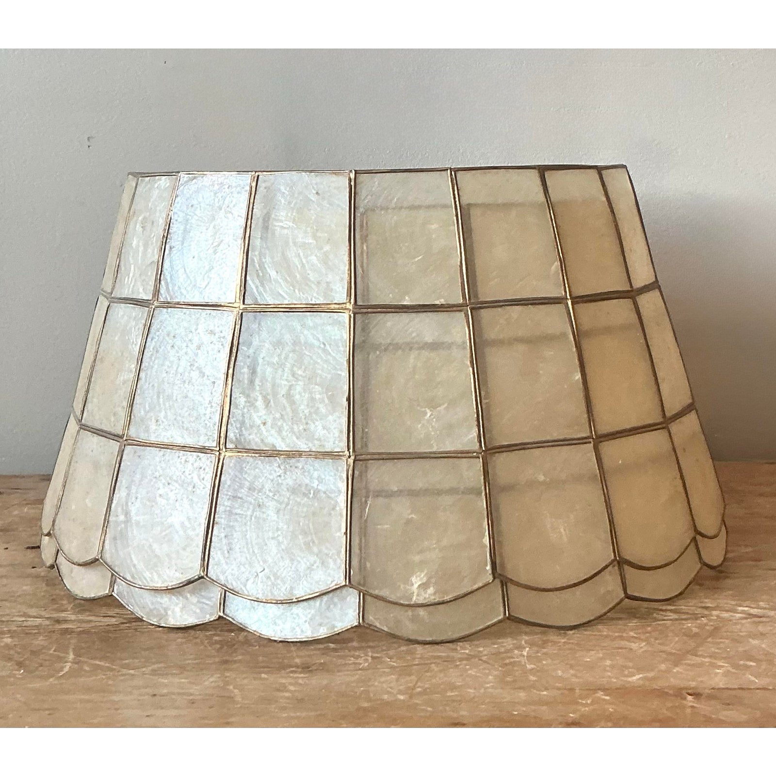 Vintage Boho Capiz Shell Lampshades - A Pair - Back view