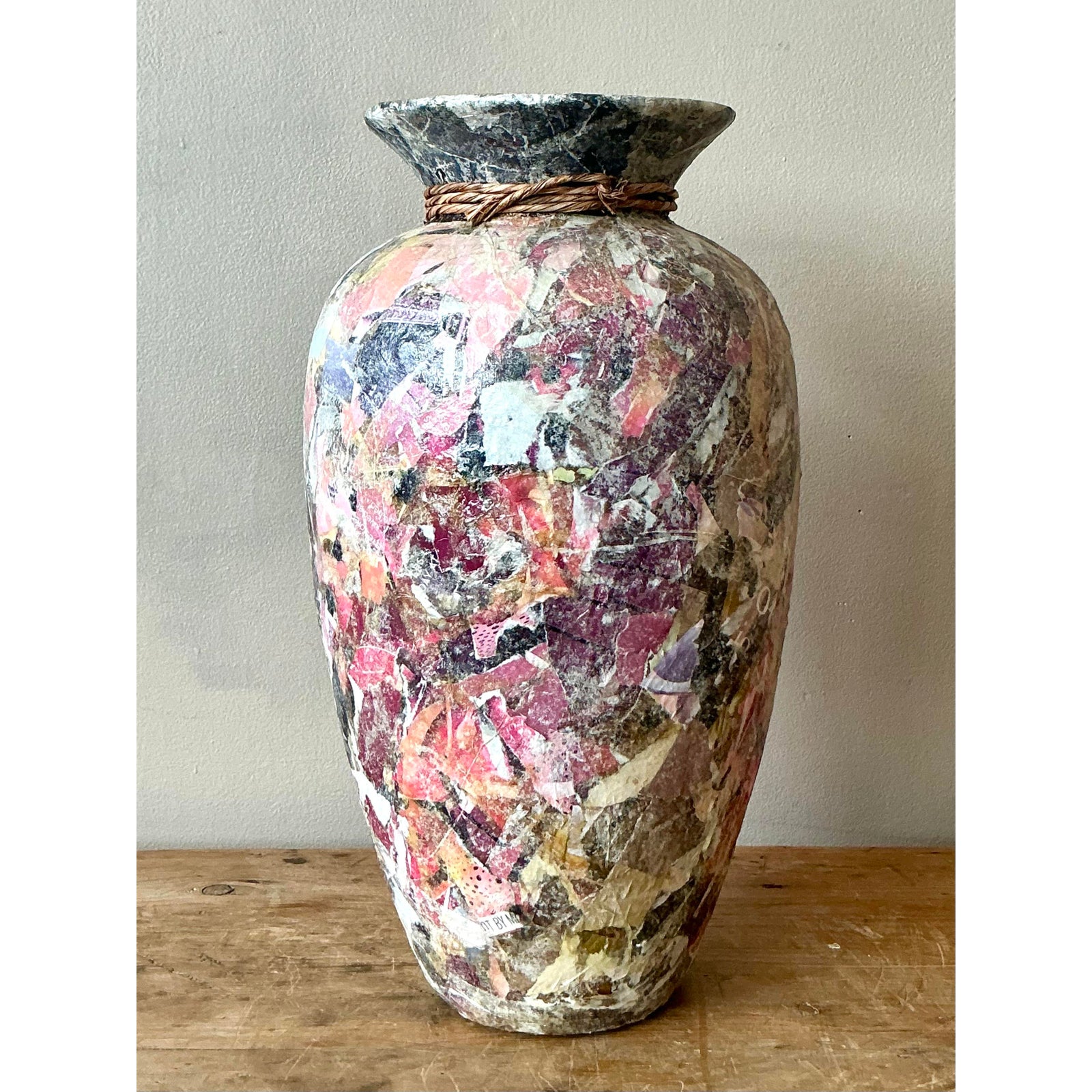 Vintage Boho Collage Vase - Detail view