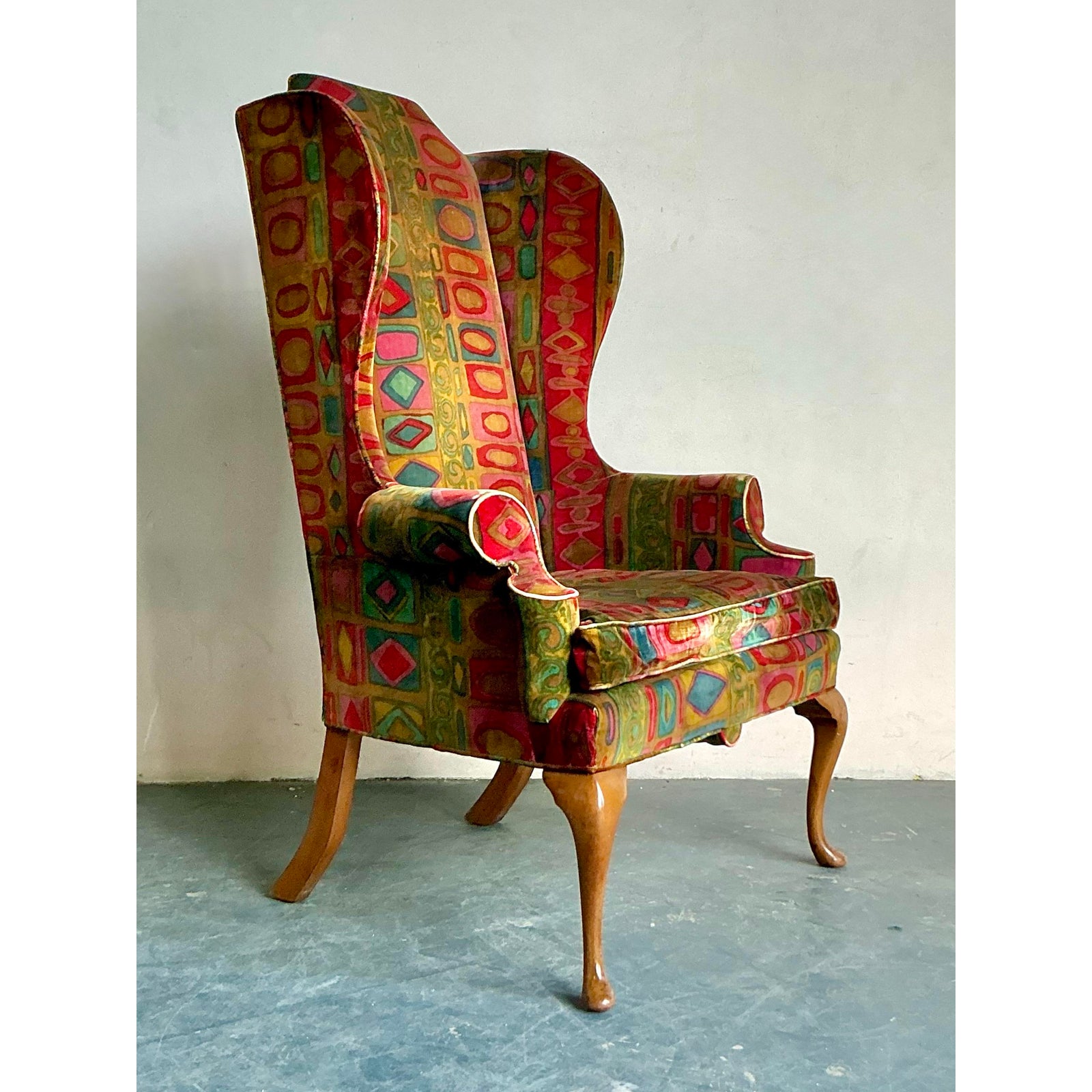 Vintage Boho Drexel Wingback in Jack Lenor Larsen Velvet