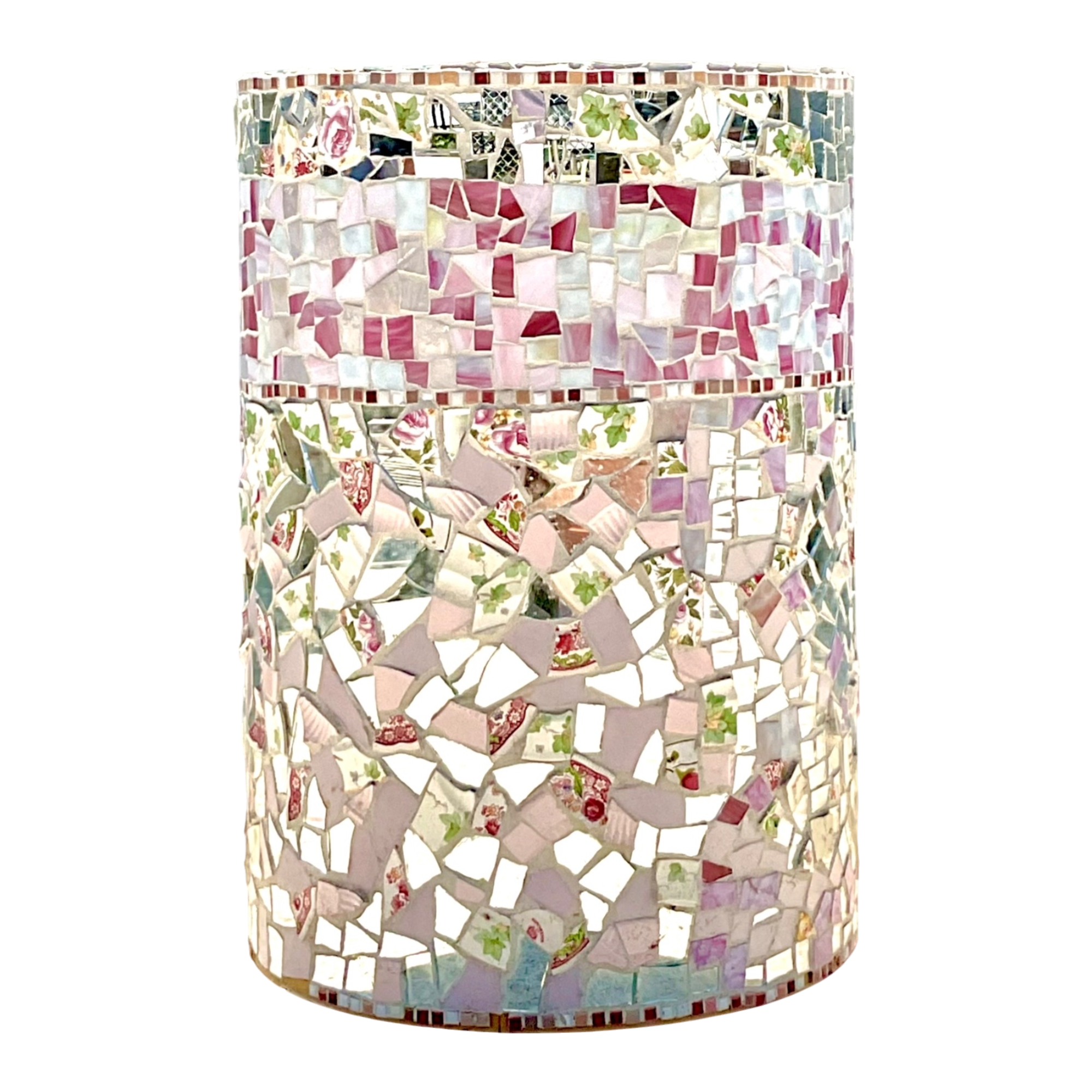 Vintage Boho Glass and Ceramic Mosaic Dining Table Pedestal - Detail view