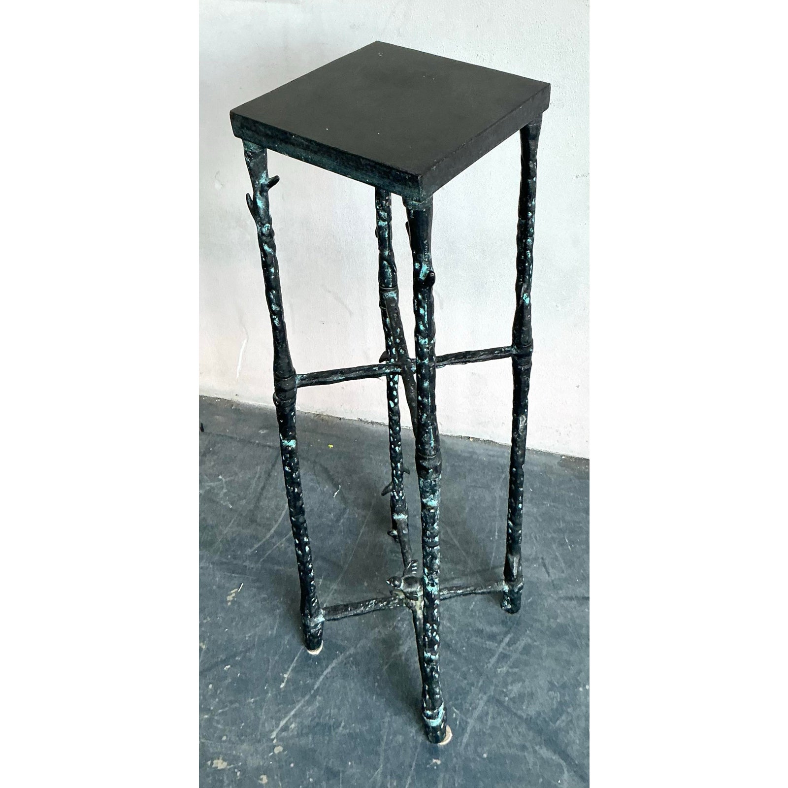 Vintage Boho Hammered Pedestal After Giacometti - Detail view
