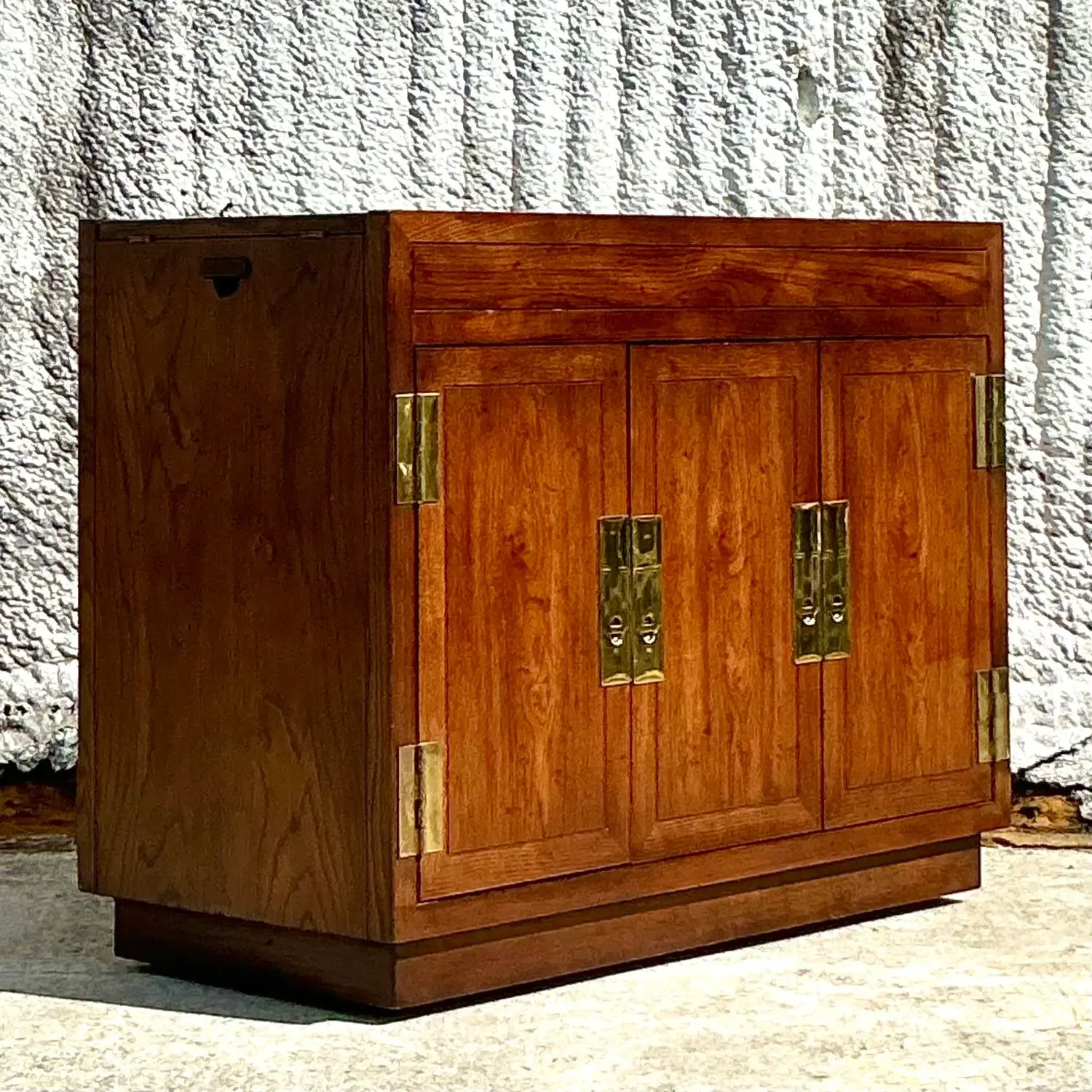 Vintage Boho Henredon Campaign Dry Bar - Side view