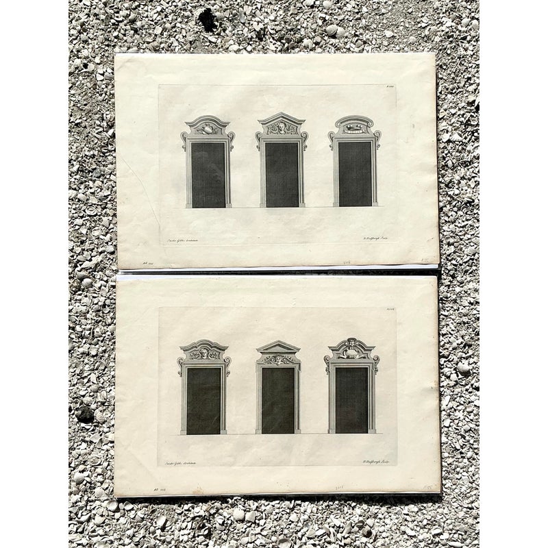 Vintage Boho Italian Widow Pediment Original Prints - A Pair - Back view