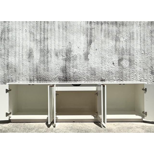 Vintage Boho Lacquered Long Credenza - Back view