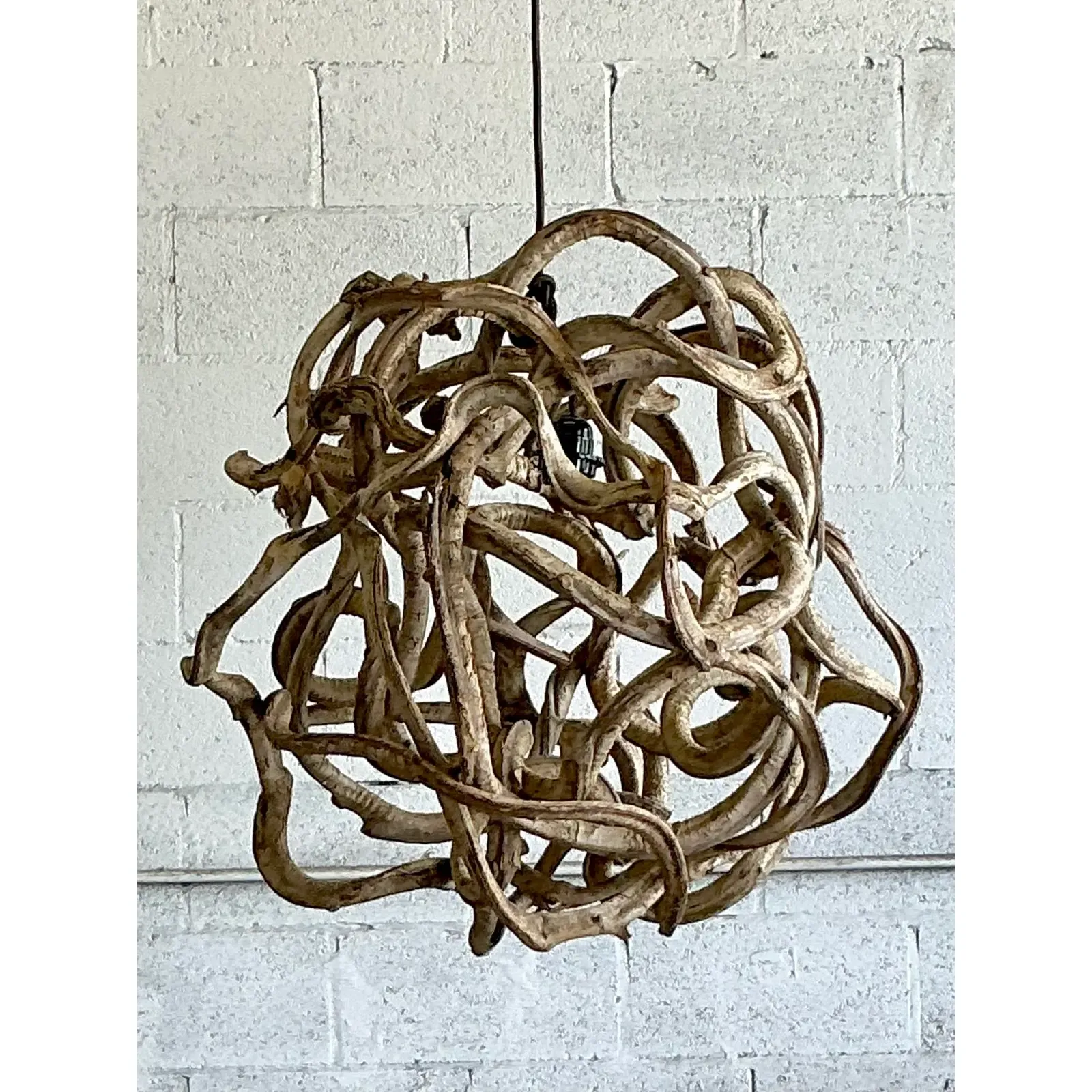 Vintage Boho Large Root Ball Chandelier - Side view