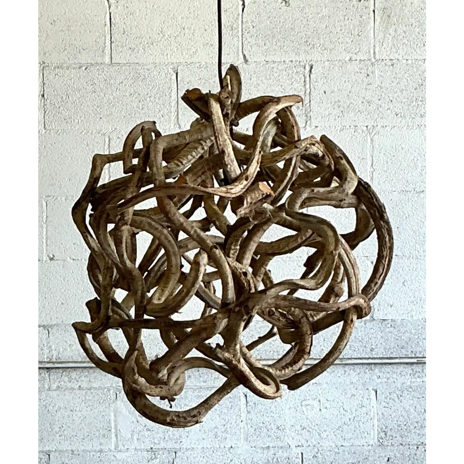 Vintage Boho Large Root Ball Chandelier - Back view