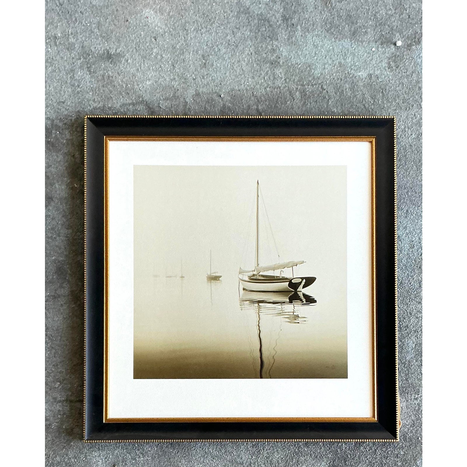 Vintage Boho Limited Edition Michael Kahn Sailboat Photo - Side view