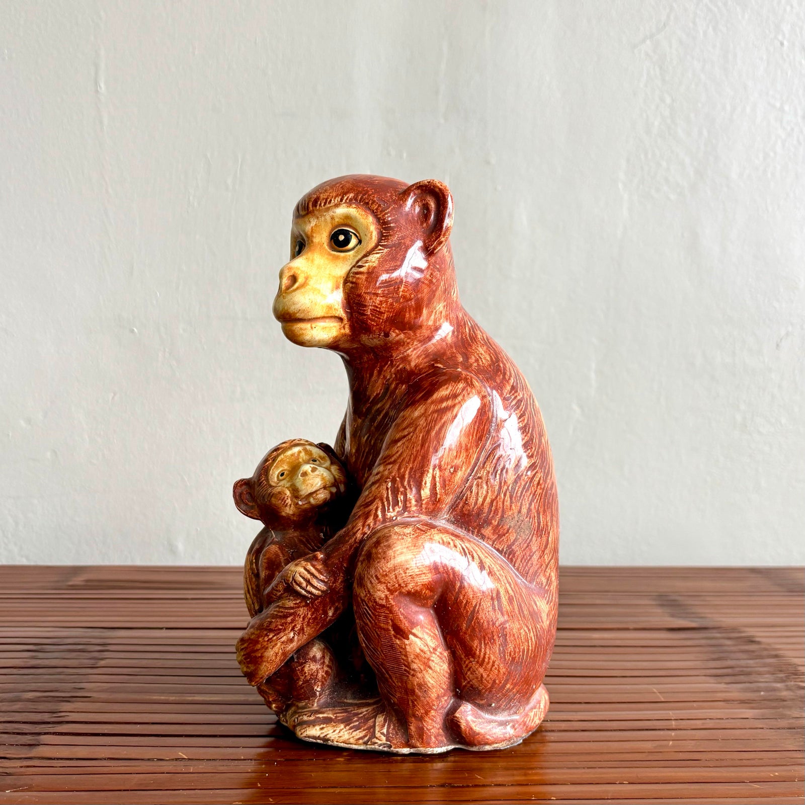 Vintage Boho Monkey Pair Statue - Back view