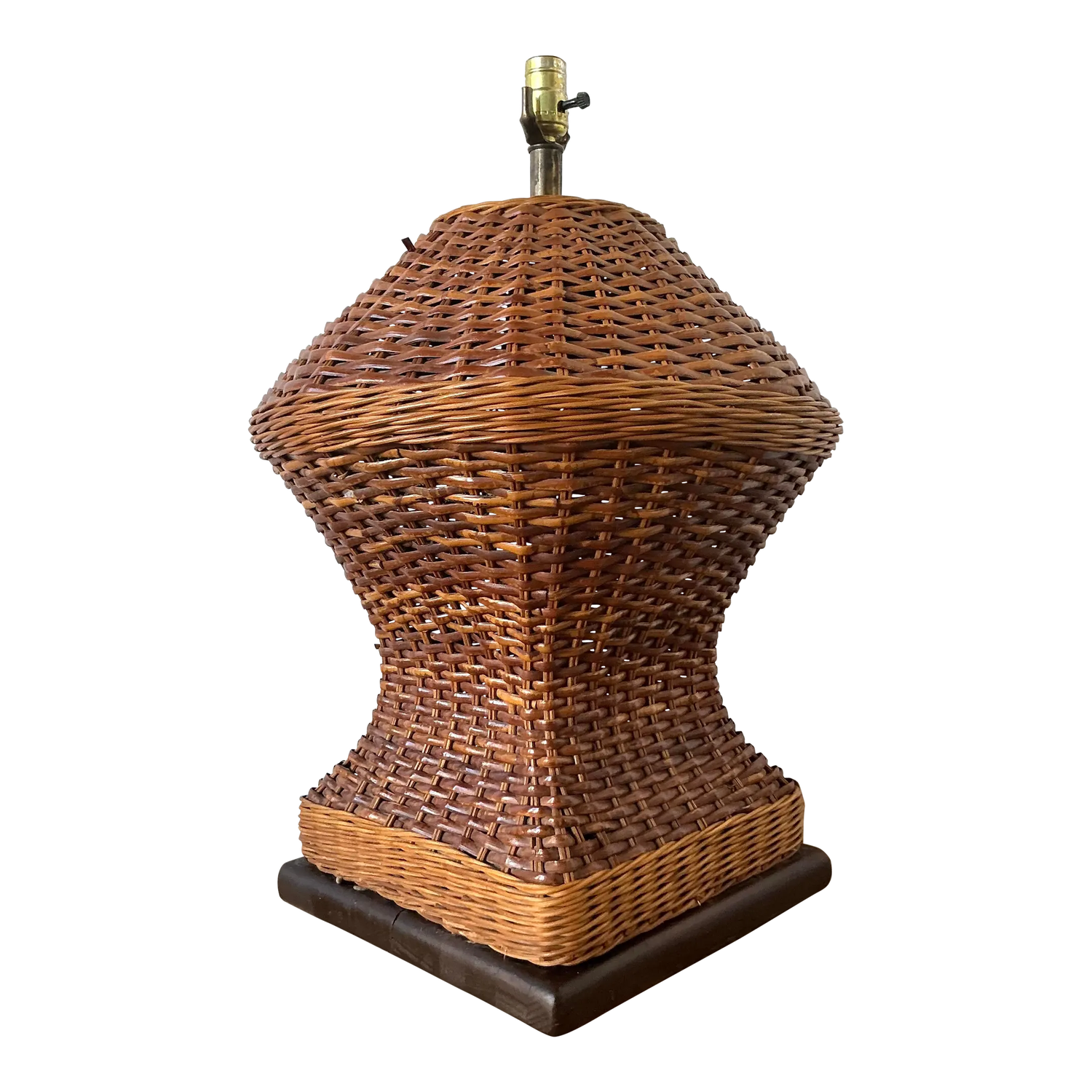 Vintage Boho Monumental Woven Rattan Lamp