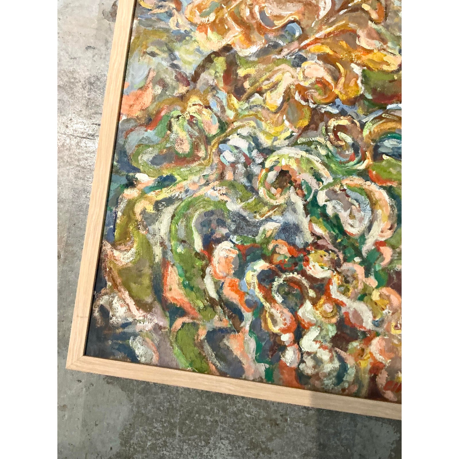 Vintage Boho Original Abstract Oil on Canvas - Canvas, 25.5W x 30.75H - Top view