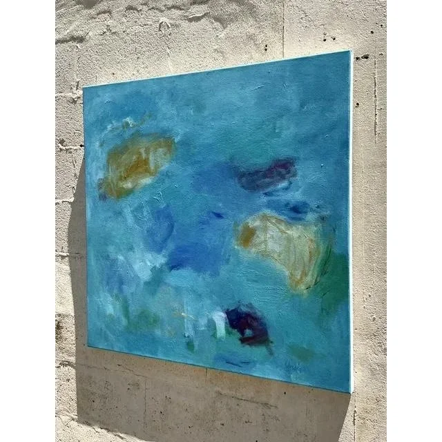 Vintage Boho Original Abstract Oil Painting on Canvas - Side view