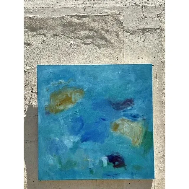 Vintage Boho Original Abstract Oil Painting on Canvas - Back view