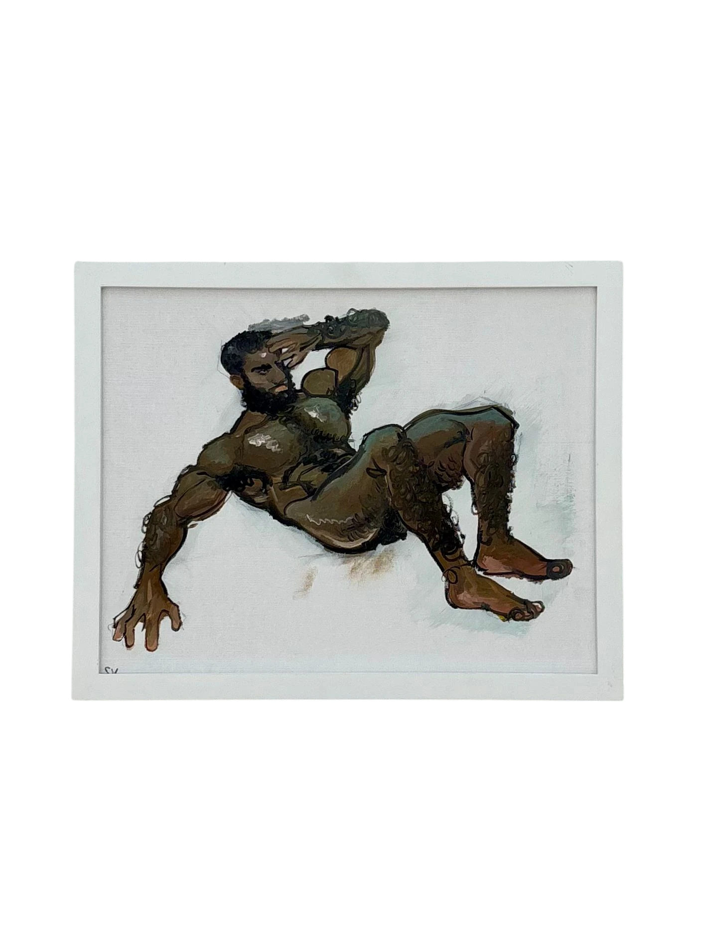 Vintage Boho Original Nude Figurative Oil on Board