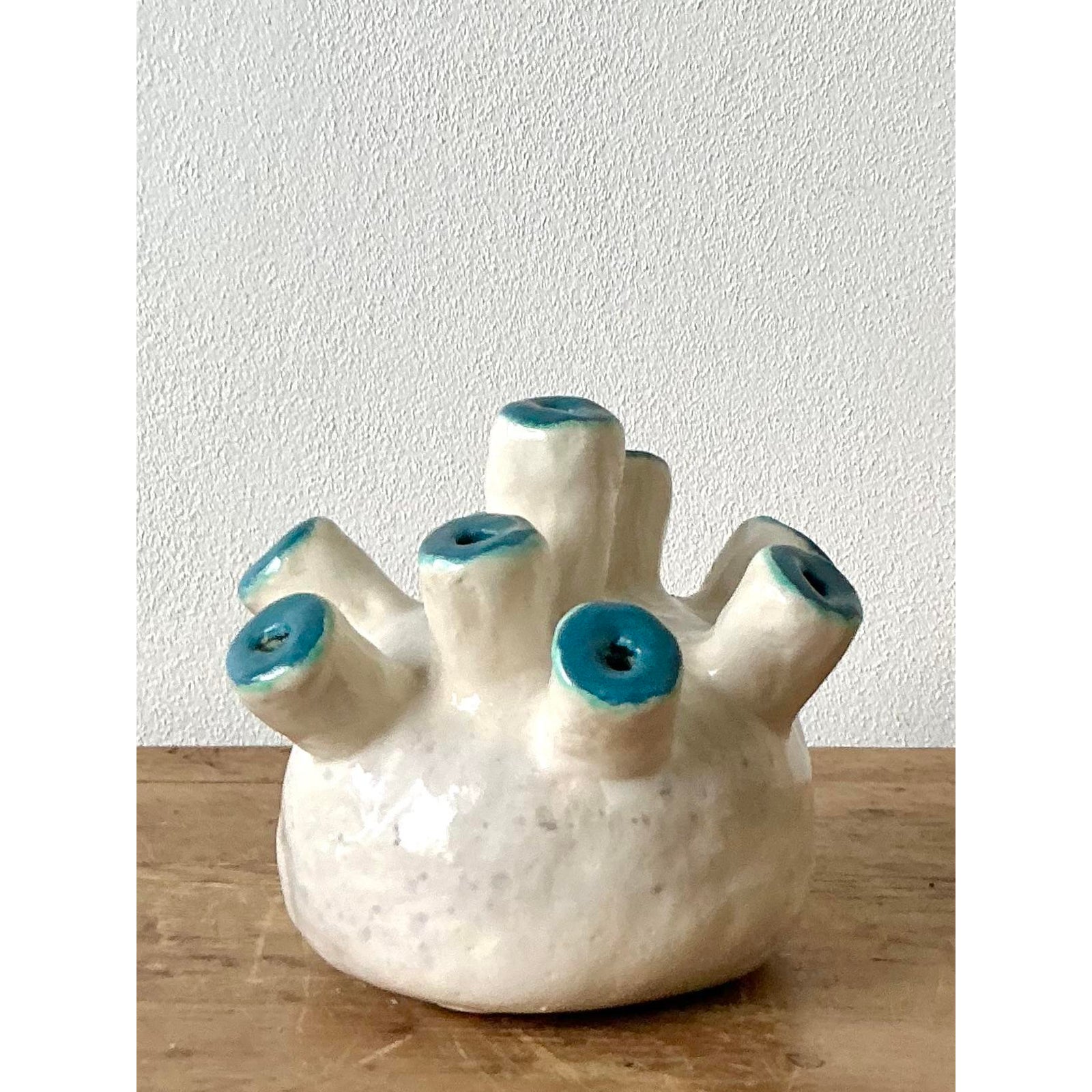 Vintage Boho Original Studio Pottery Biomorphic Vase - Detail view